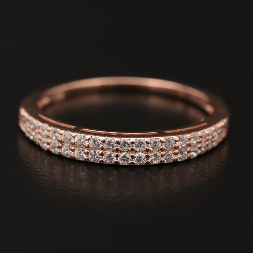 Sterling Silver Cubic Zirconia Double Row Band