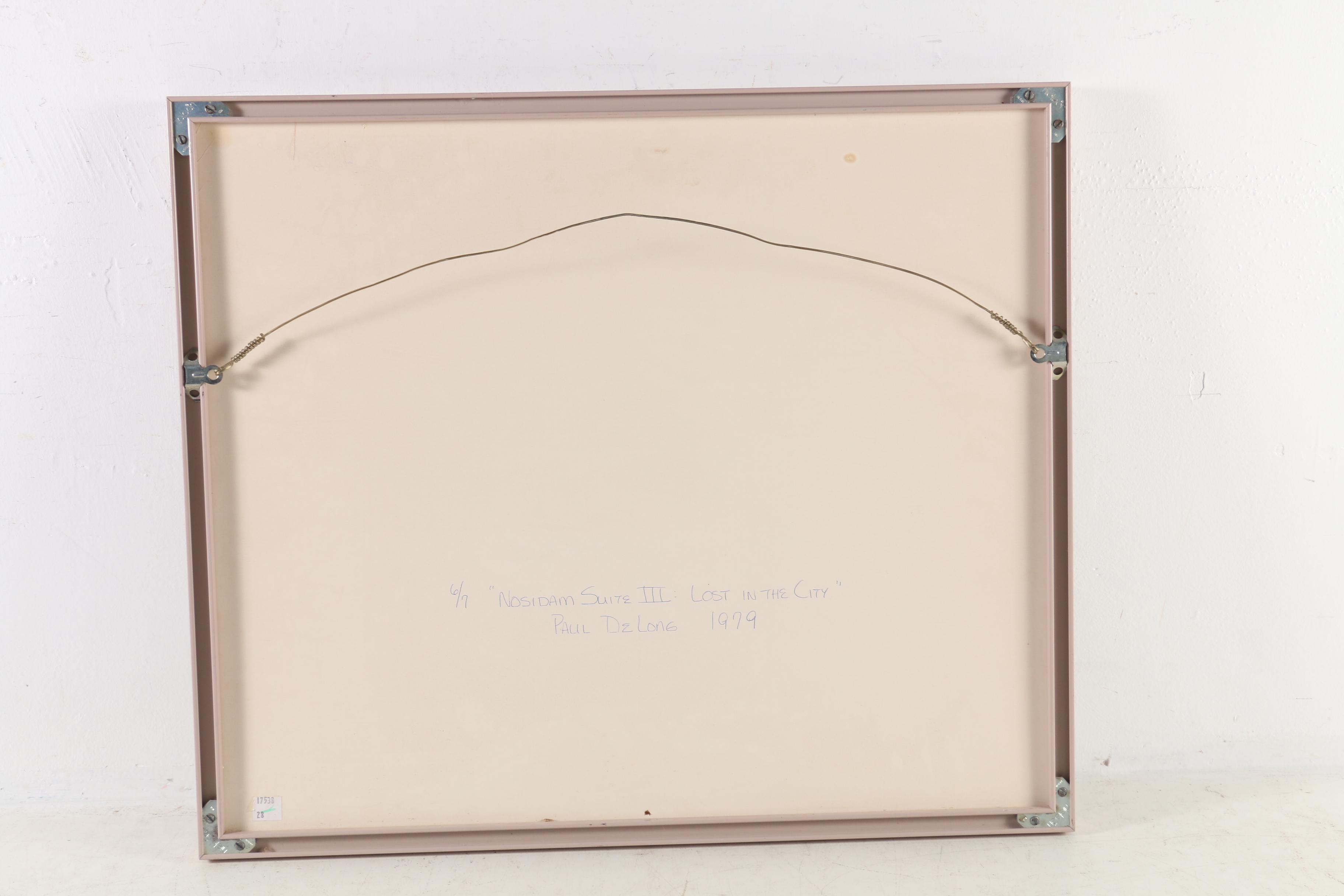 Paul De Long Lithograph Collage "Nosidam Suite III: Lost in the City," 1979