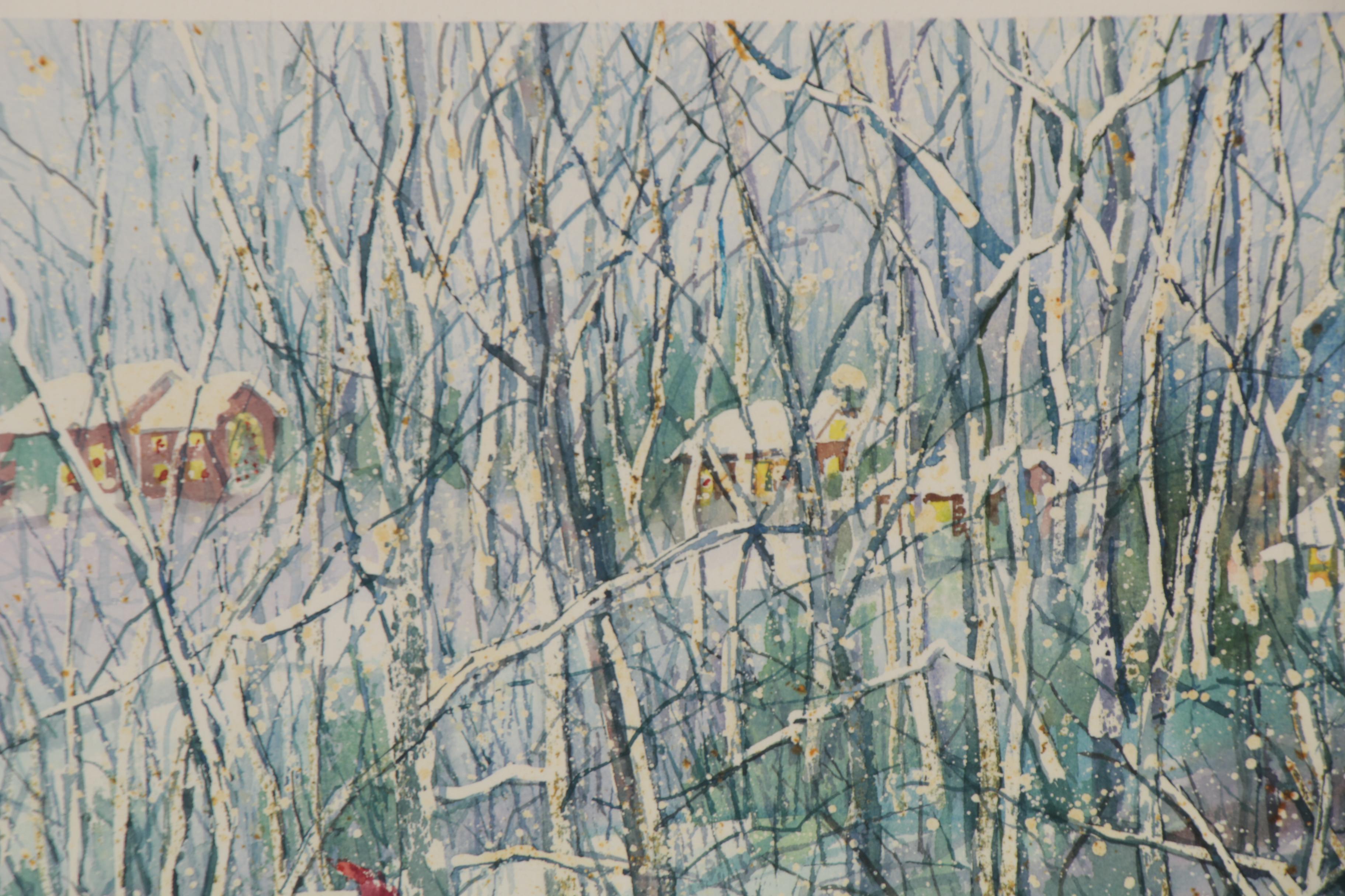 Wanda Prillaman Christmas Watercolor Painting "Martinsville City Park", 1989