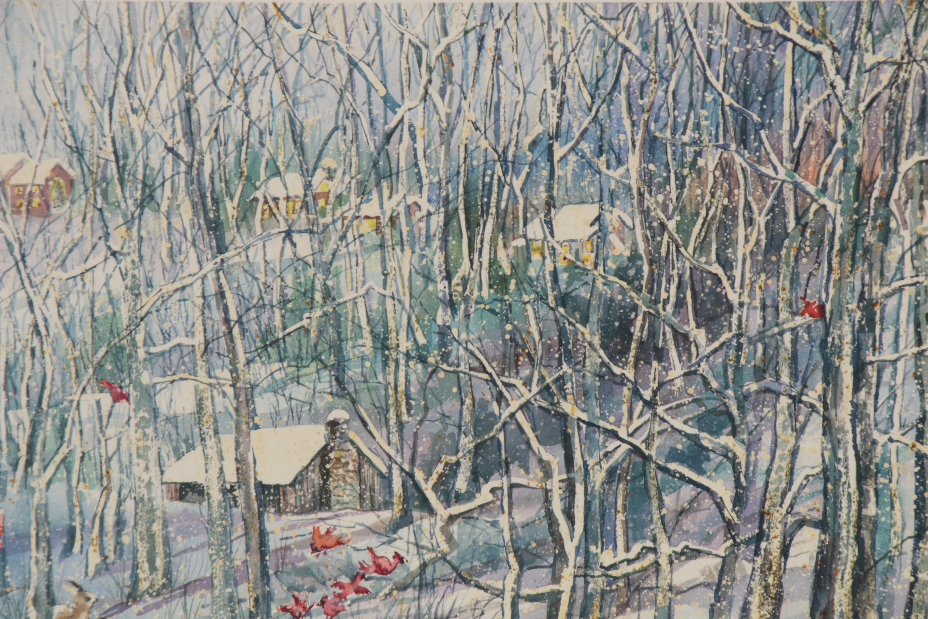 Wanda Prillaman Christmas Watercolor Painting "Martinsville City Park", 1989