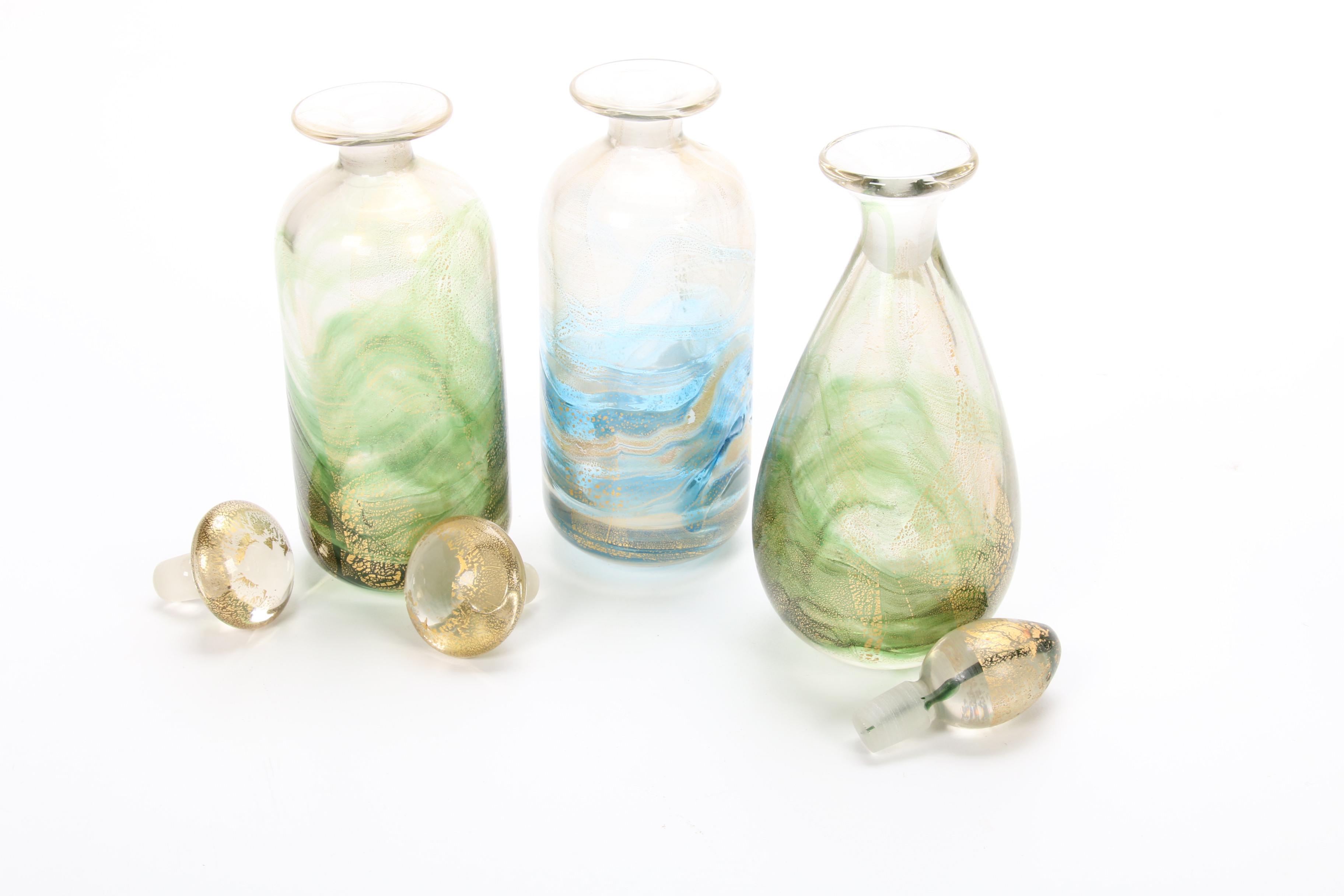 Gozo "Gold Collection" Art Glass Bottle and Decanters