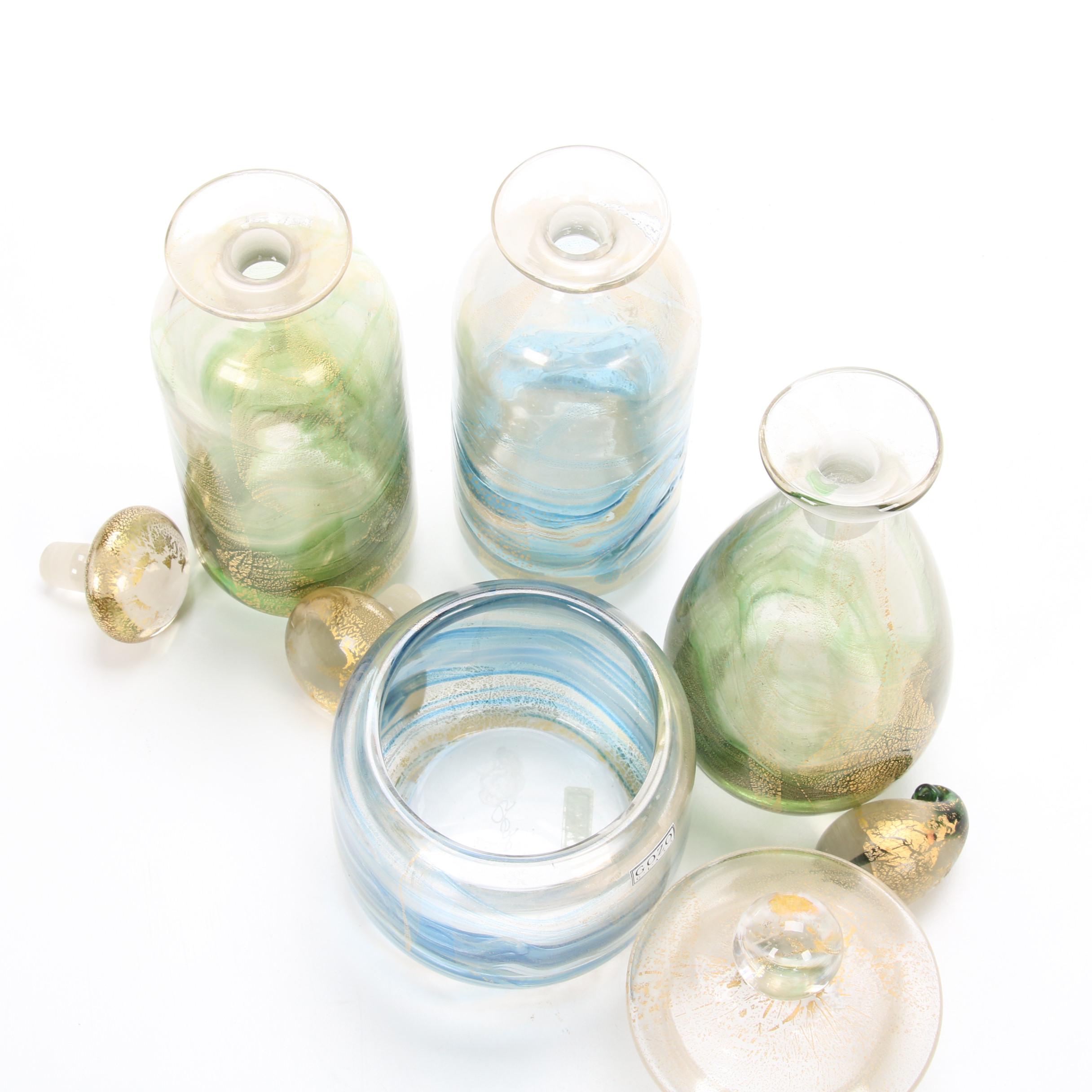 Gozo "Gold Collection" Art Glass Bottle and Decanters