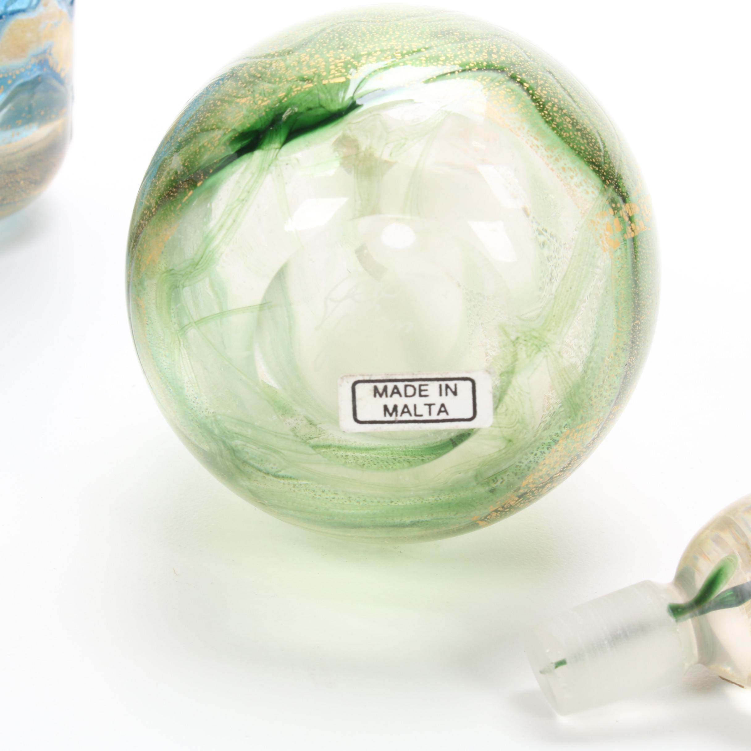 Gozo "Gold Collection" Art Glass Bottle and Decanters