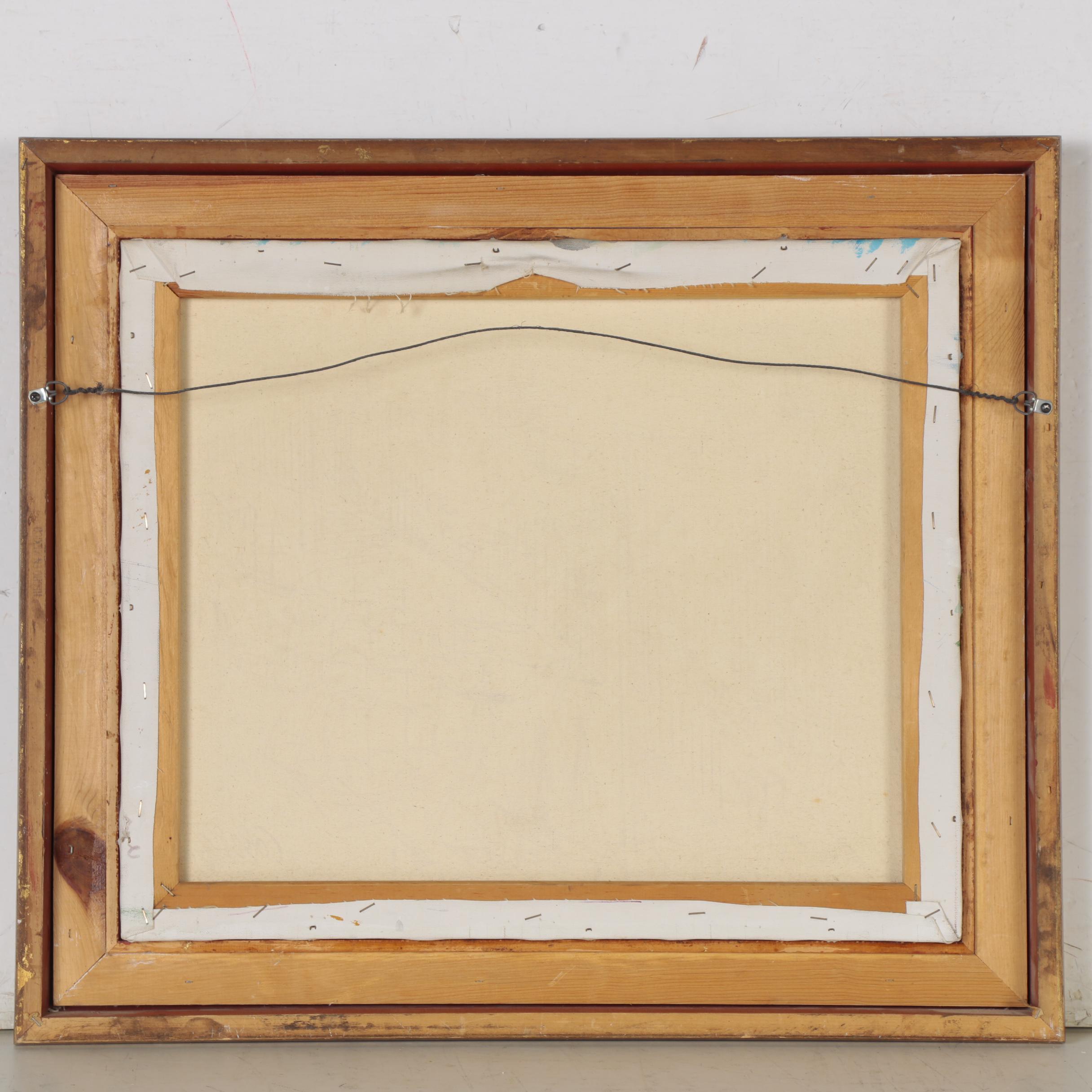 Charles Cobelle Acrylic Painting of a Suspension Bridge