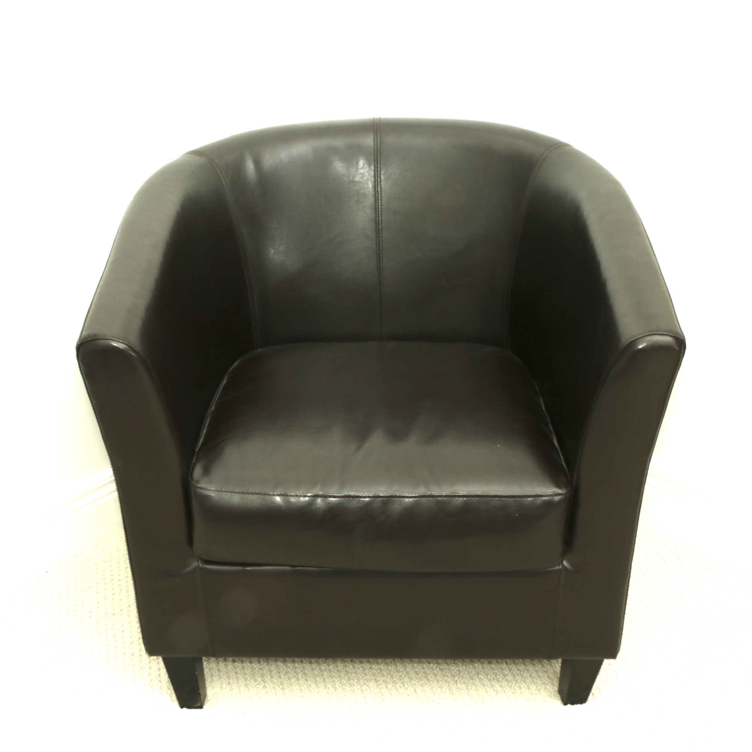 Contemporary Leather Upholstered Barrel Armchair
