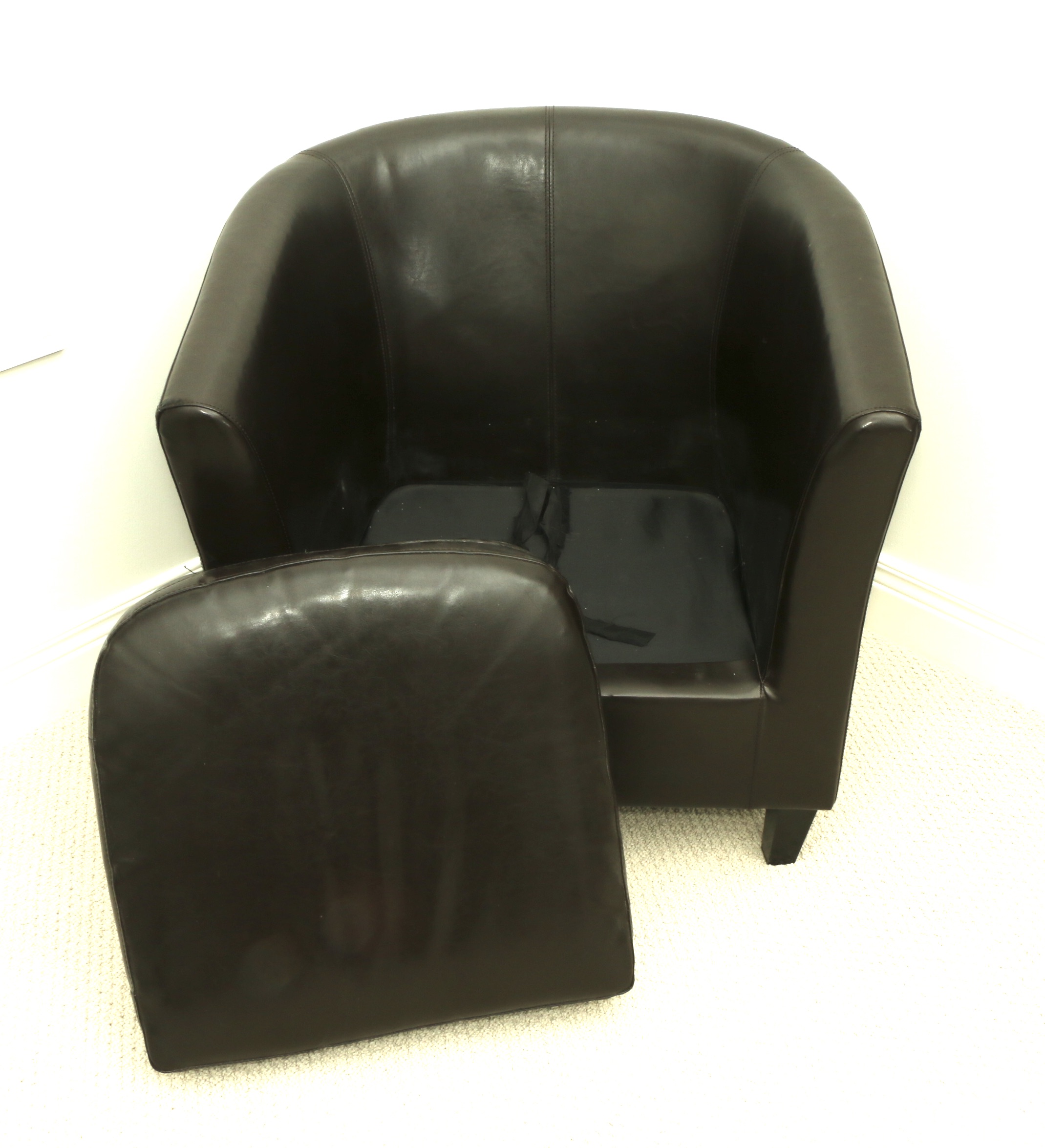 Contemporary Leather Upholstered Barrel Armchair
