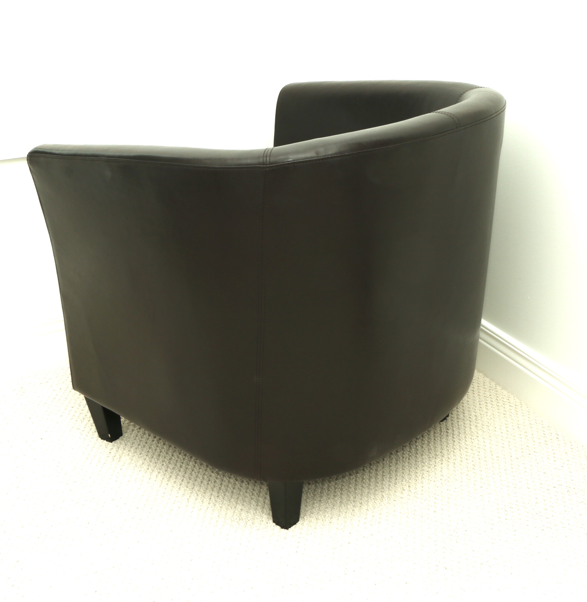 Contemporary Leather Upholstered Barrel Armchair