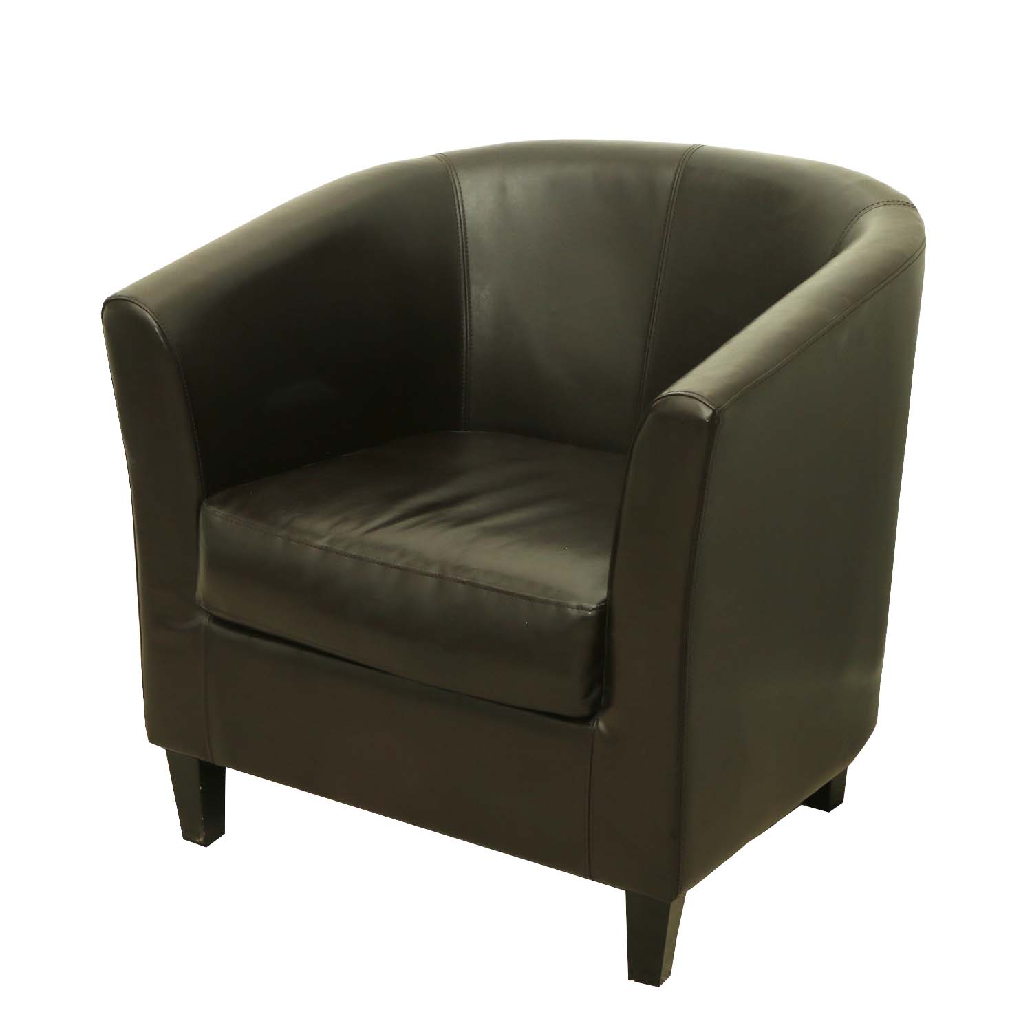 Contemporary Leather Upholstered Barrel Armchair