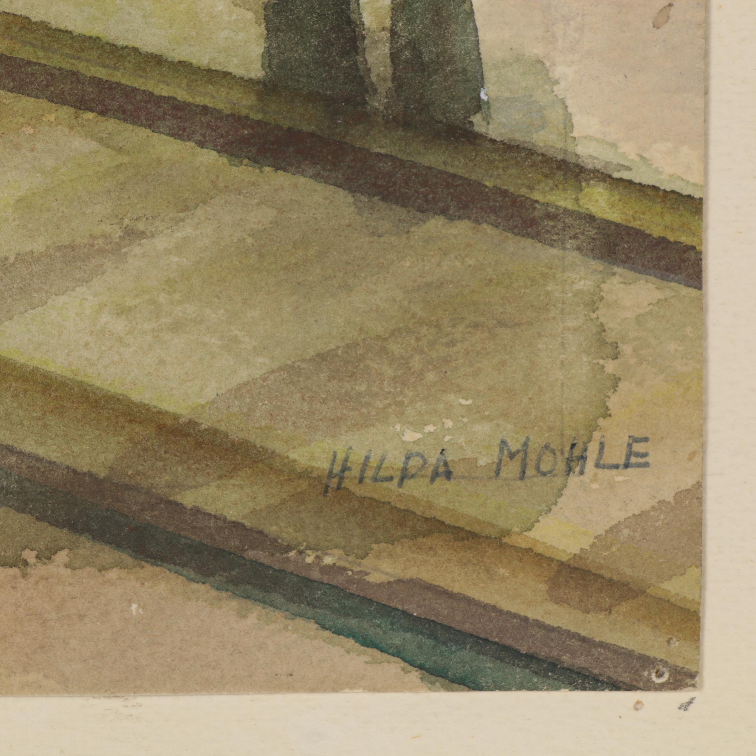 Hilda Mohle Watercolor Painting "Santa Fe's First Diesel," Mid 20th Century