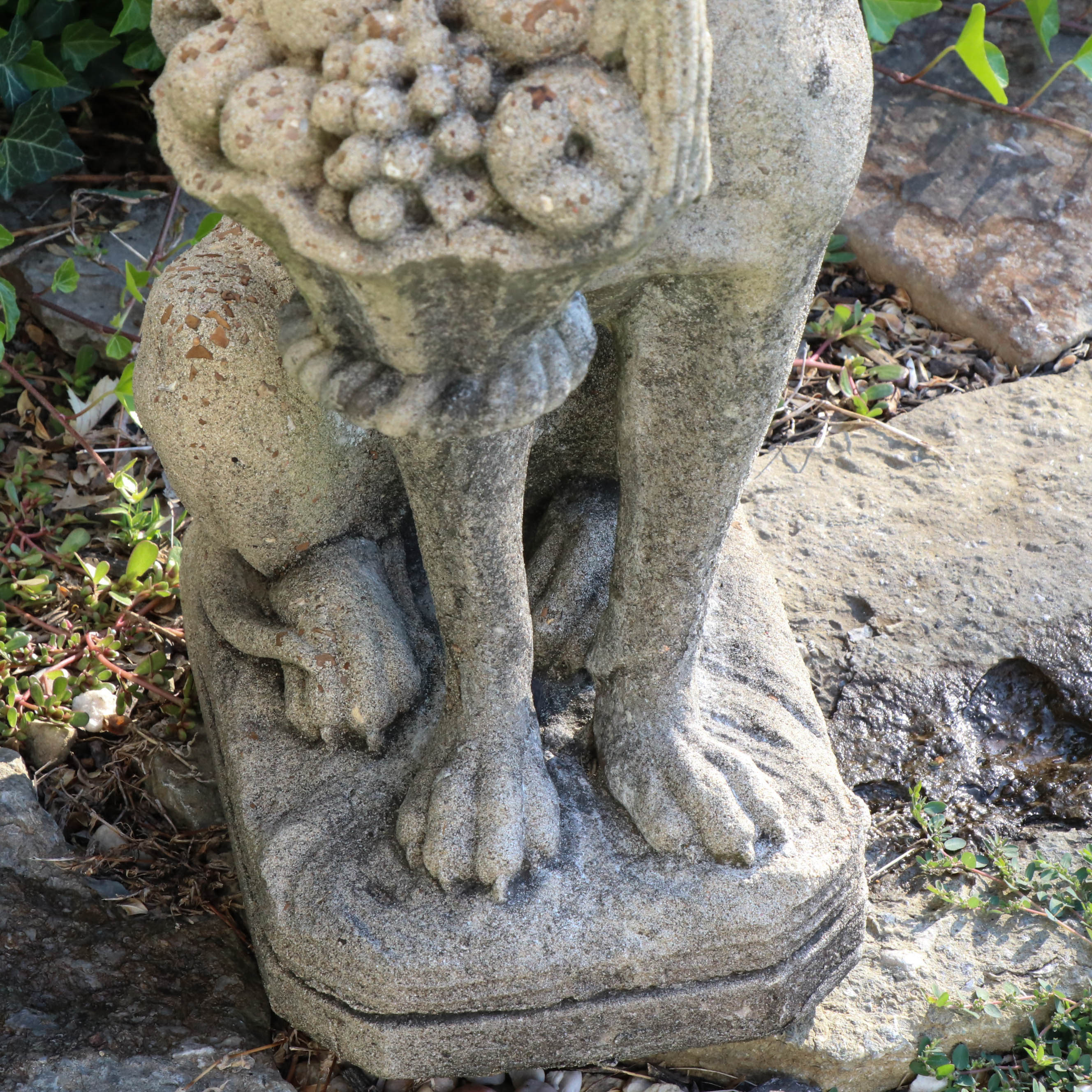 Concrete Garden Statues of Dogs with Flower Baskets, 20th Century