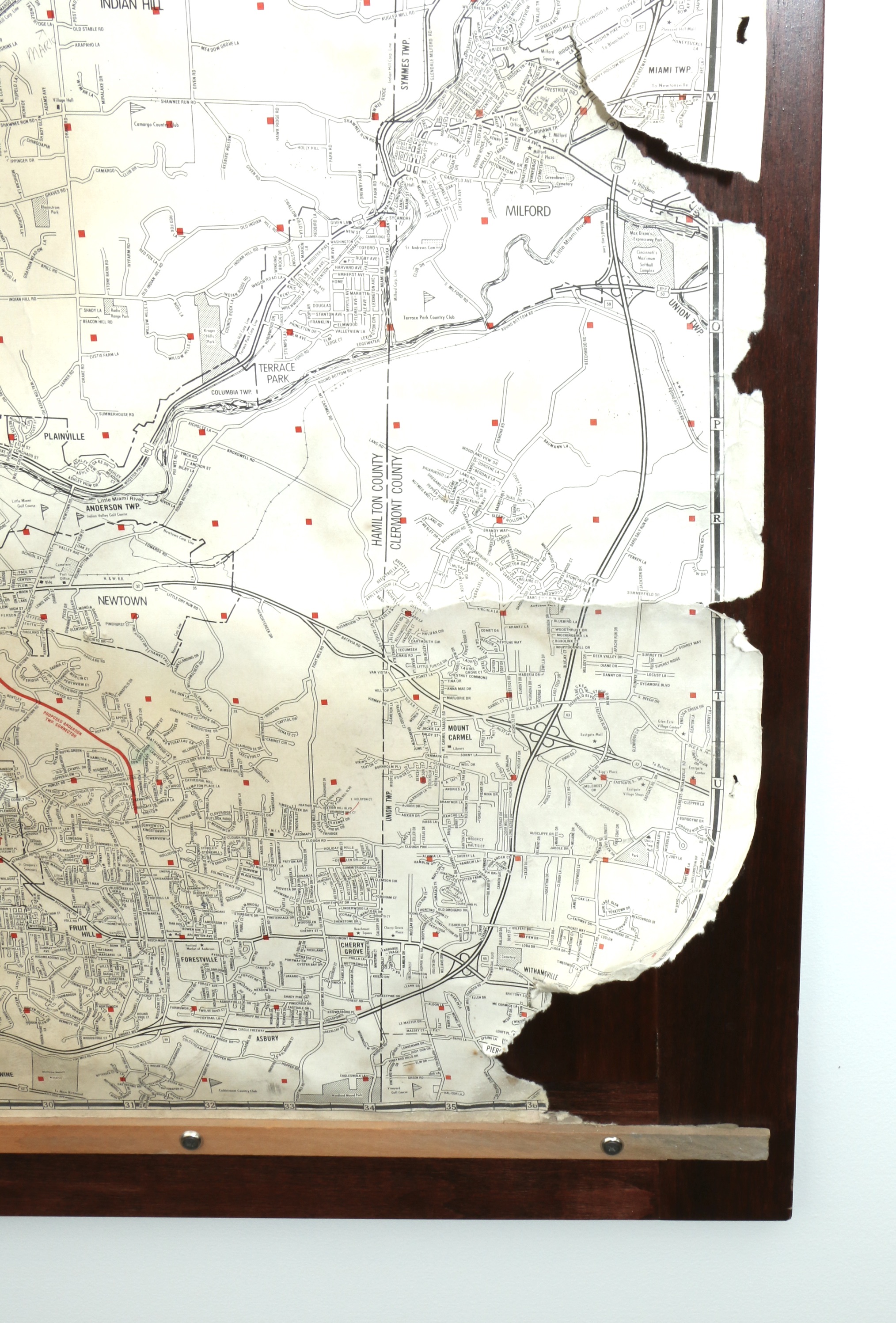 Metro Graphic Arts Cincinnati Metro Area Map Mounted on Wood