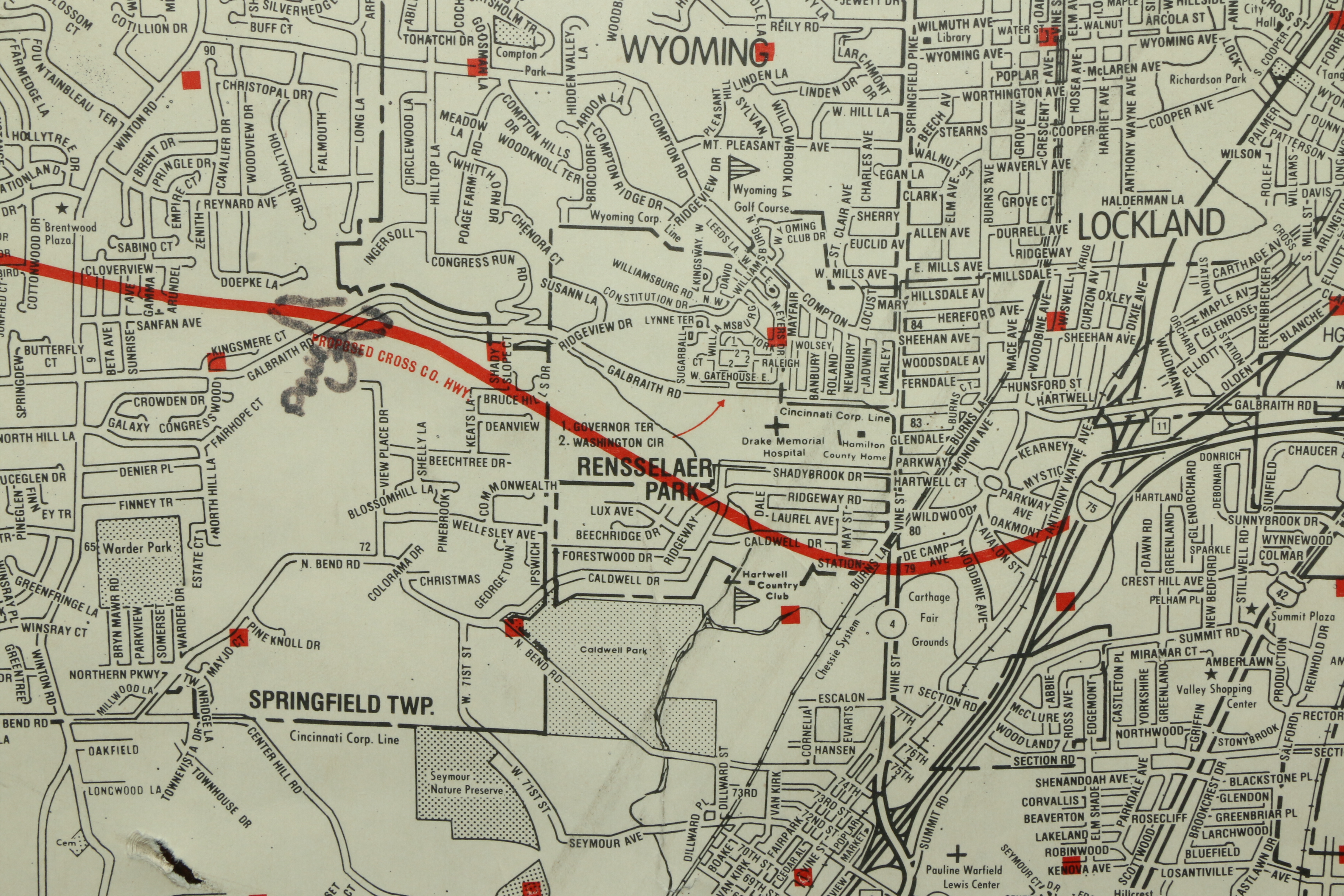 Metro Graphic Arts Cincinnati Metro Area Map Mounted on Wood
