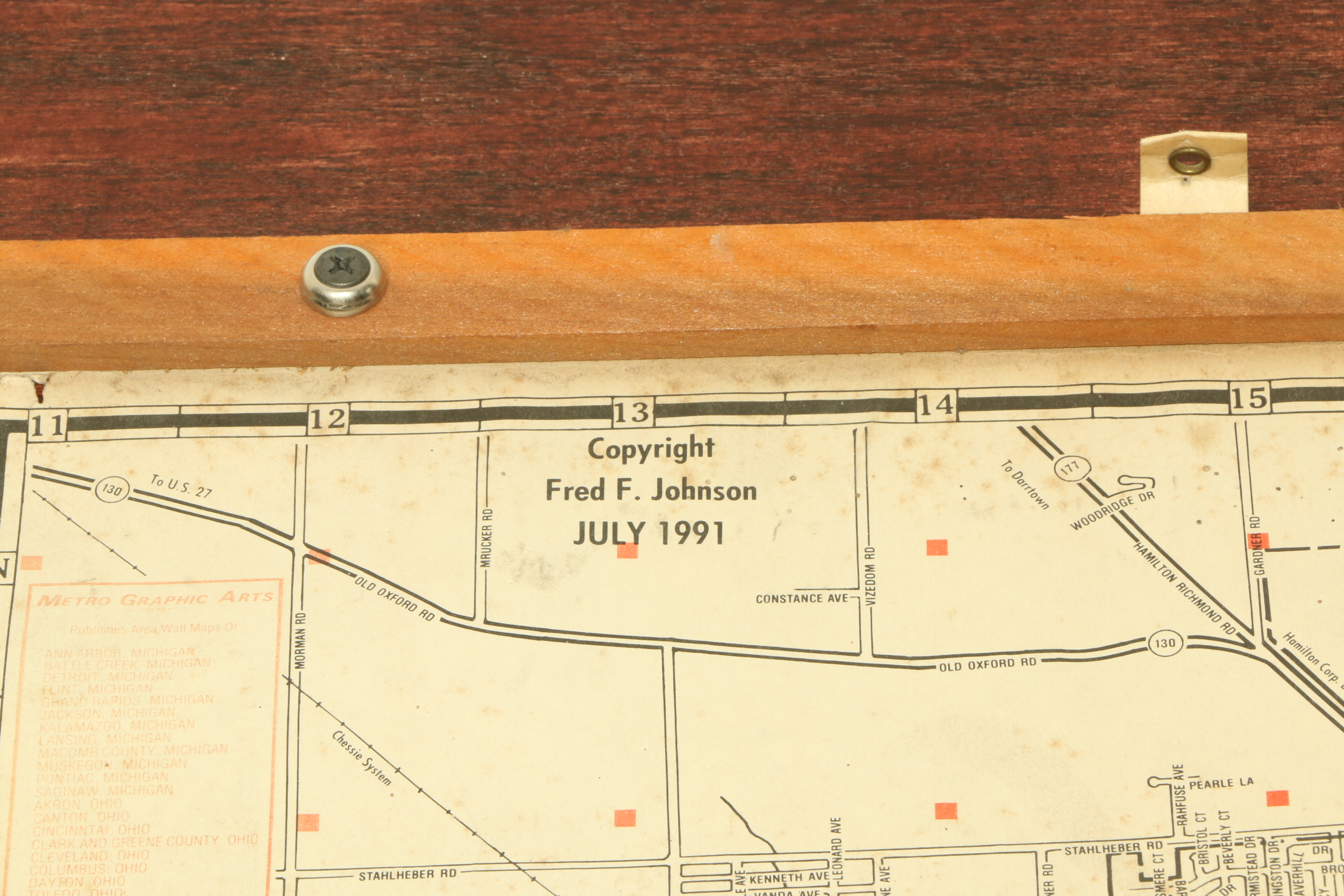 Metro Graphic Arts Cincinnati Metro Area Map Mounted on Wood