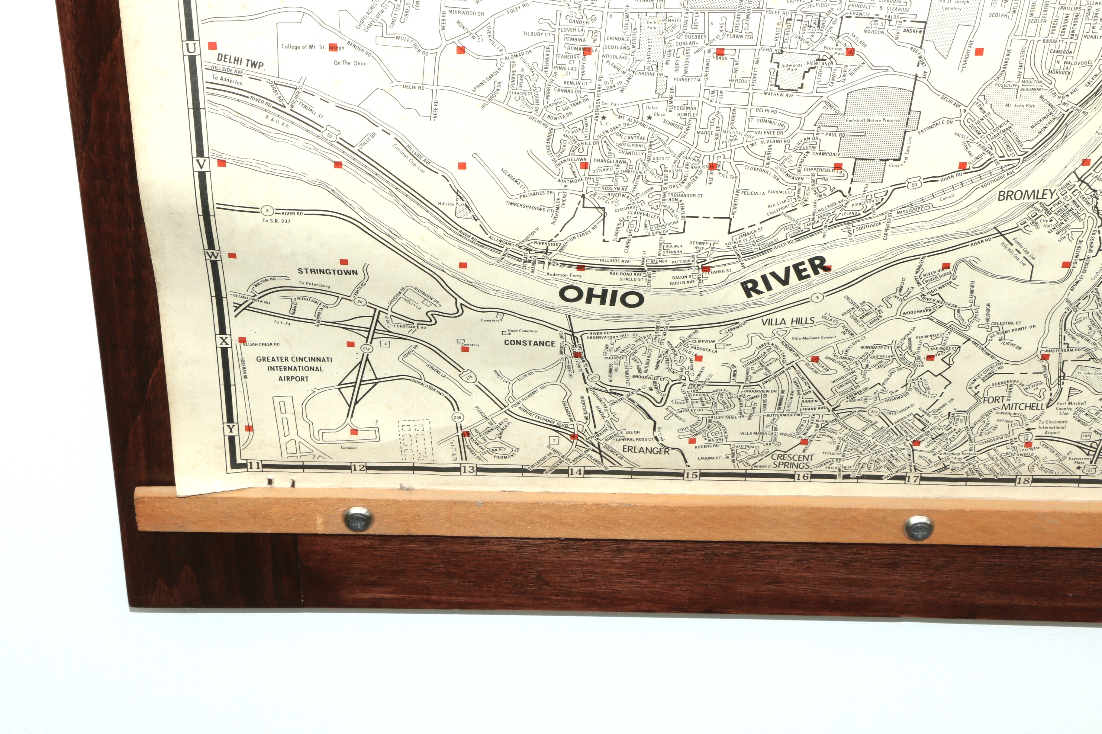 Metro Graphic Arts Cincinnati Metro Area Map Mounted on Wood