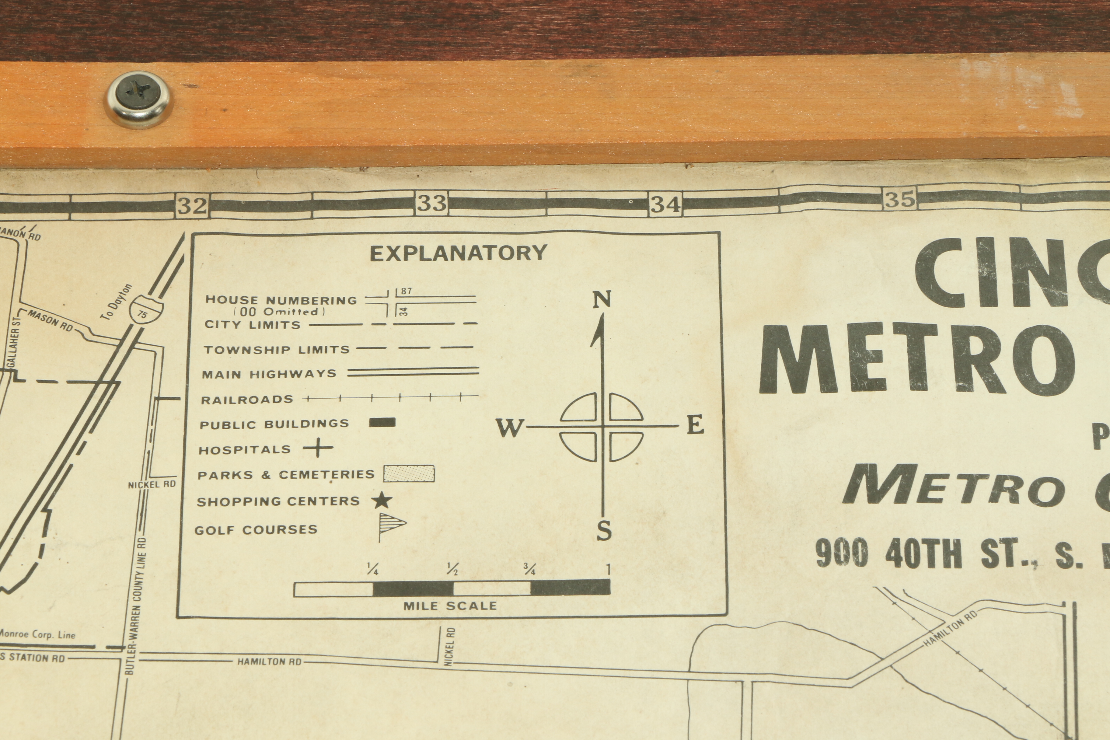 Metro Graphic Arts Cincinnati Metro Area Map Mounted on Wood
