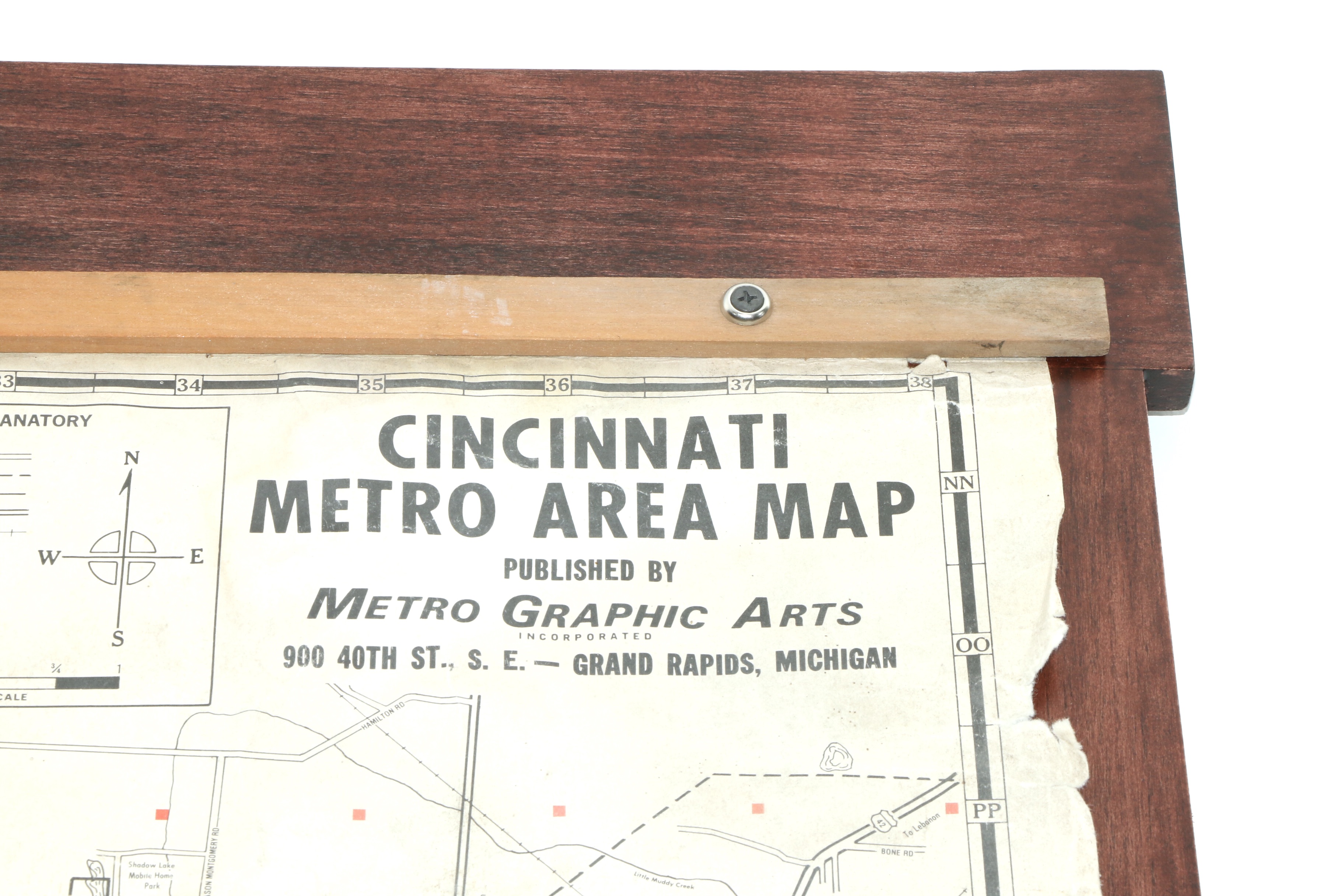 Metro Graphic Arts Cincinnati Metro Area Map Mounted on Wood