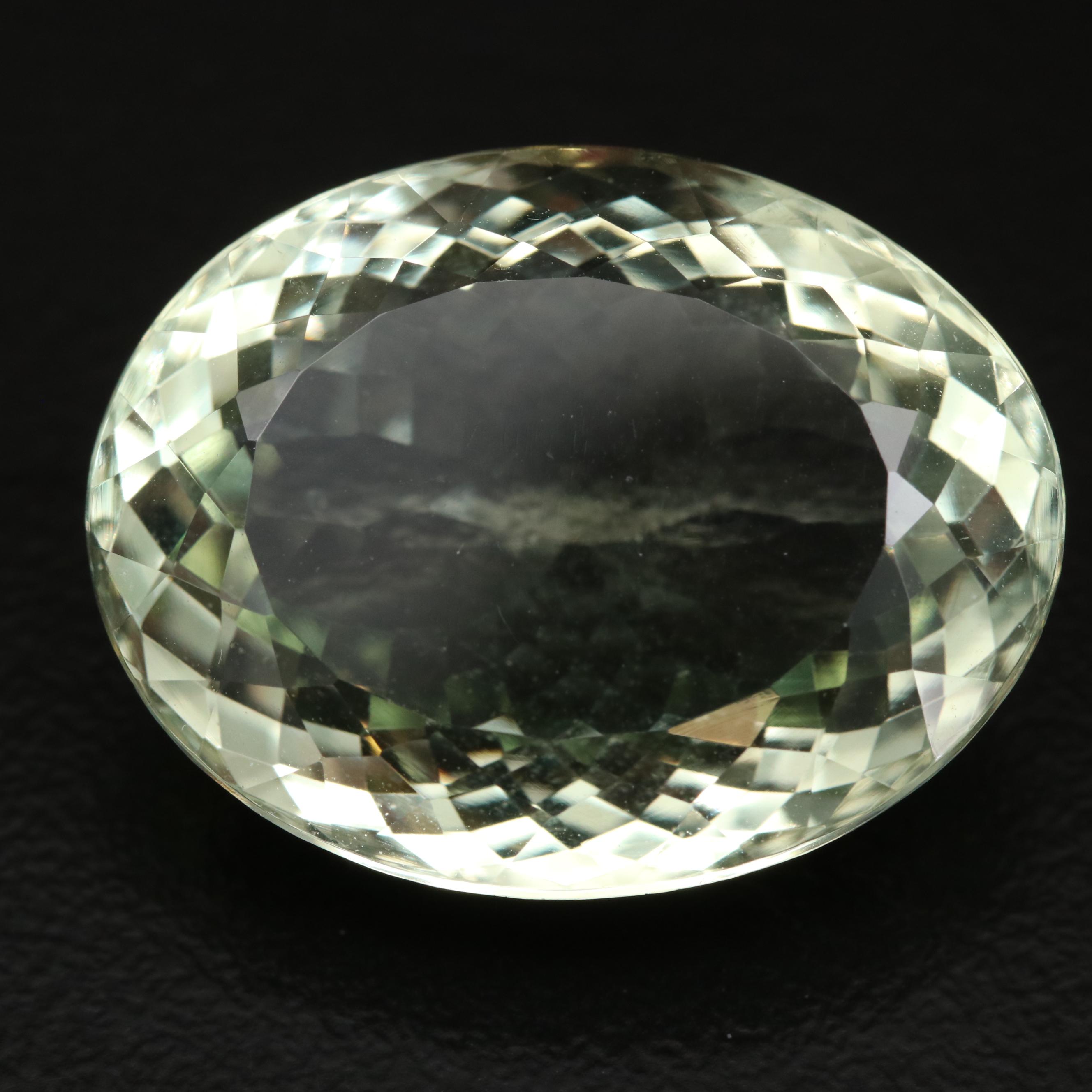 Loose 27.28 CT Oval Faceted Prasiolite