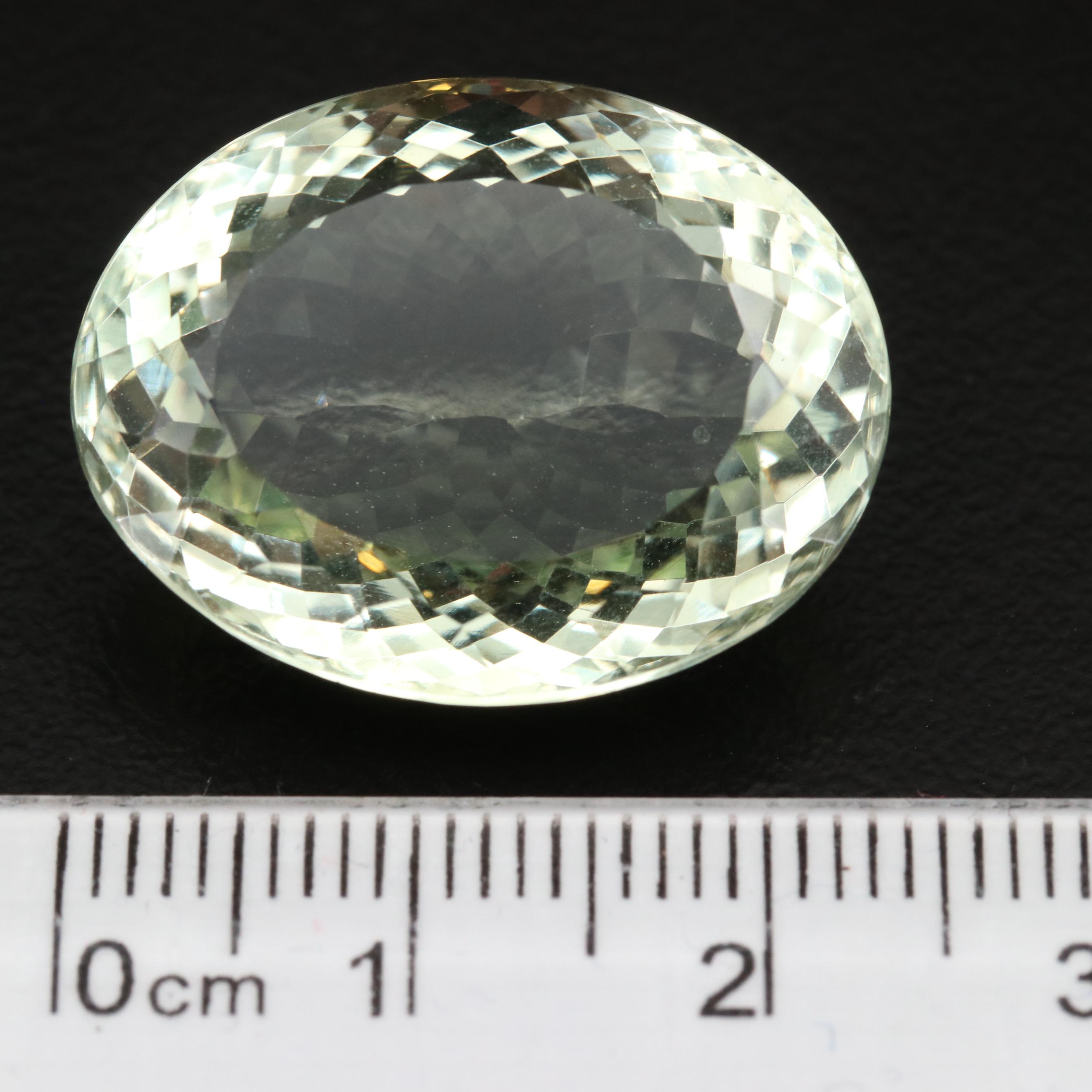 Loose 27.28 CT Oval Faceted Prasiolite
