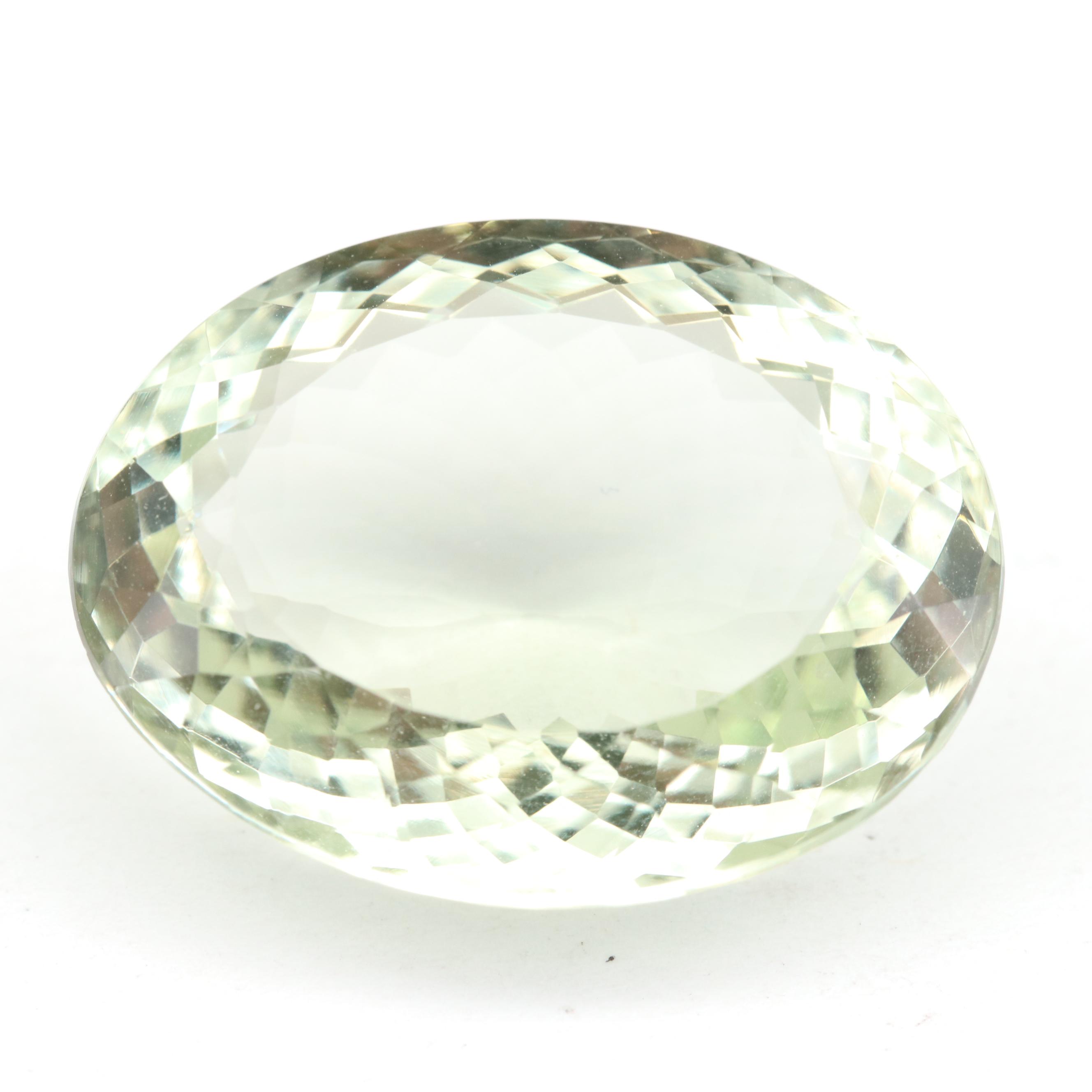 Loose 27.28 CT Oval Faceted Prasiolite