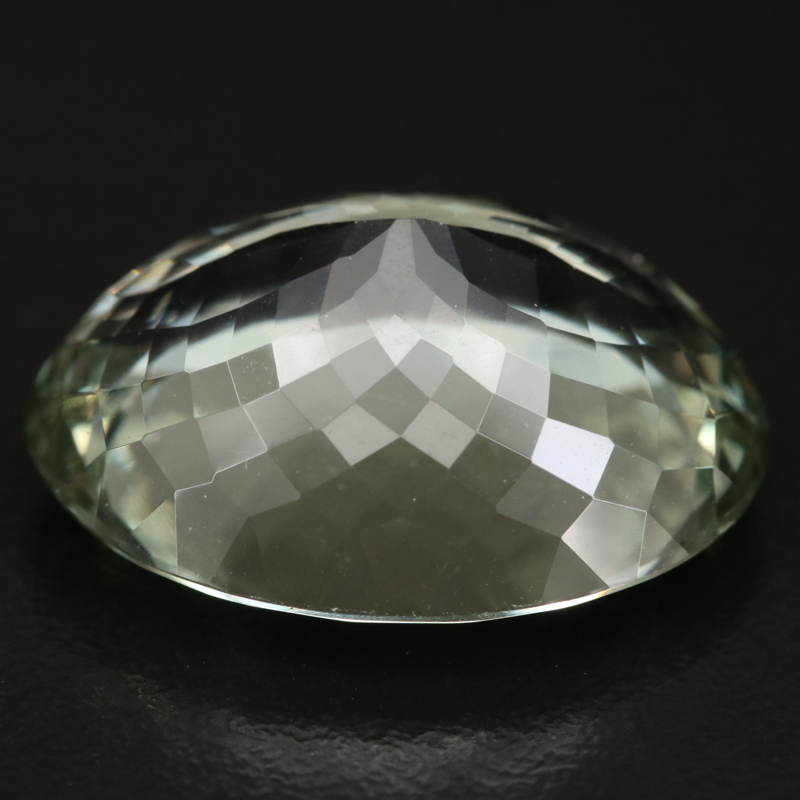 Loose 27.28 CT Oval Faceted Prasiolite
