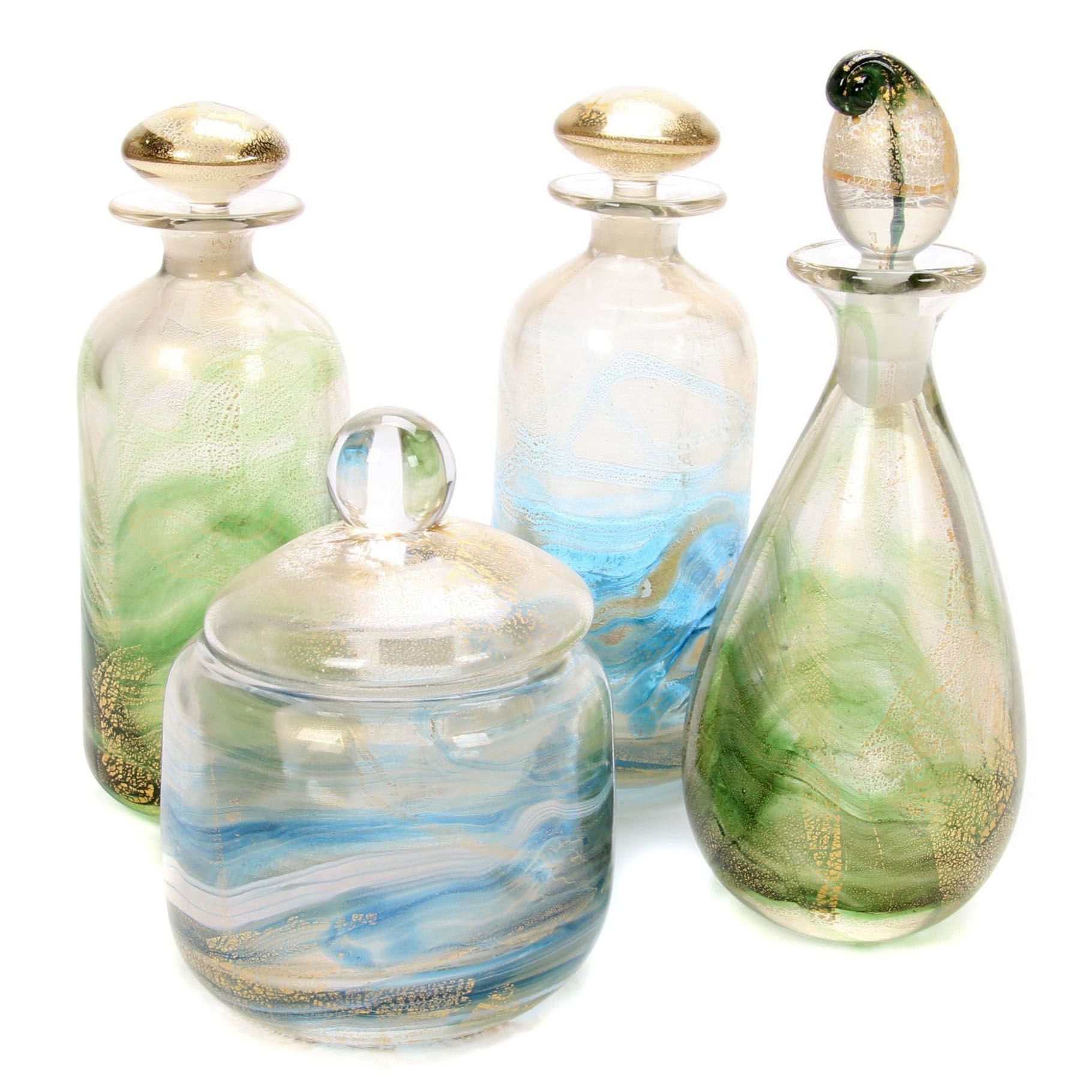 Gozo "Gold Collection" Art Glass Bottle and Decanters