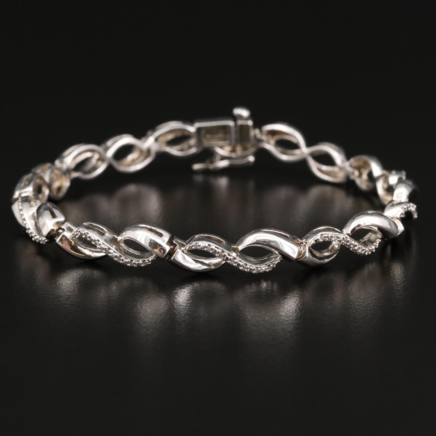 Sterling Diamond Infinity Link Bracelet