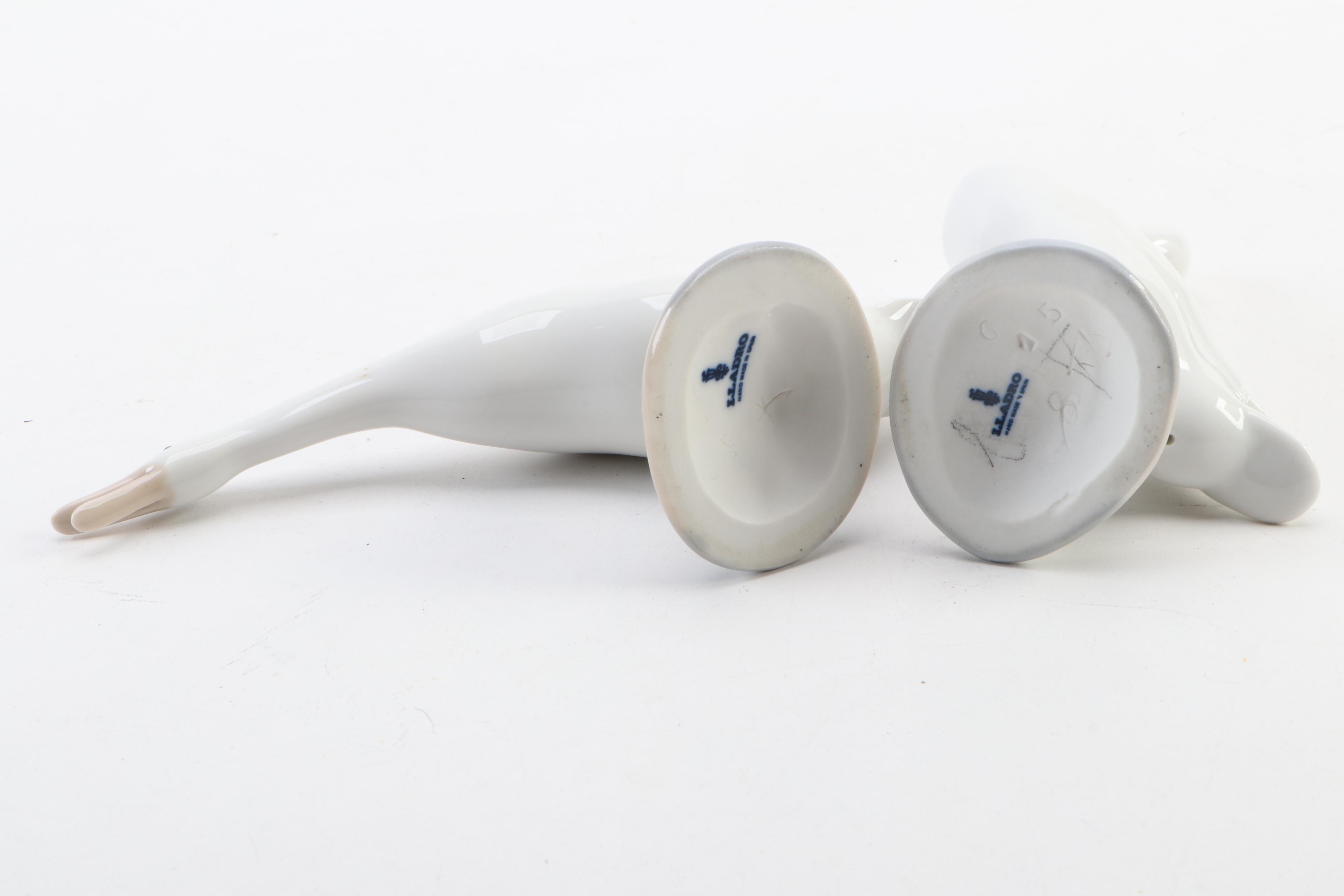 Lladró Spanish Porcelain Geese Figurines, Late 20th Century