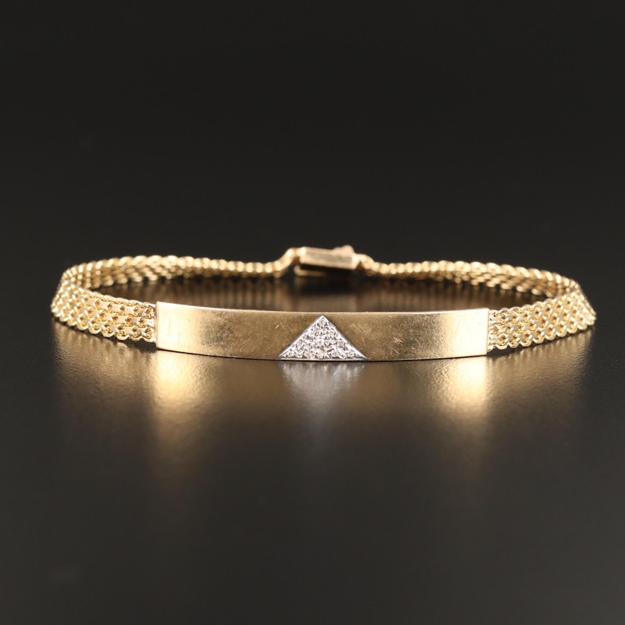 14K Diamond I.D. Bracelet