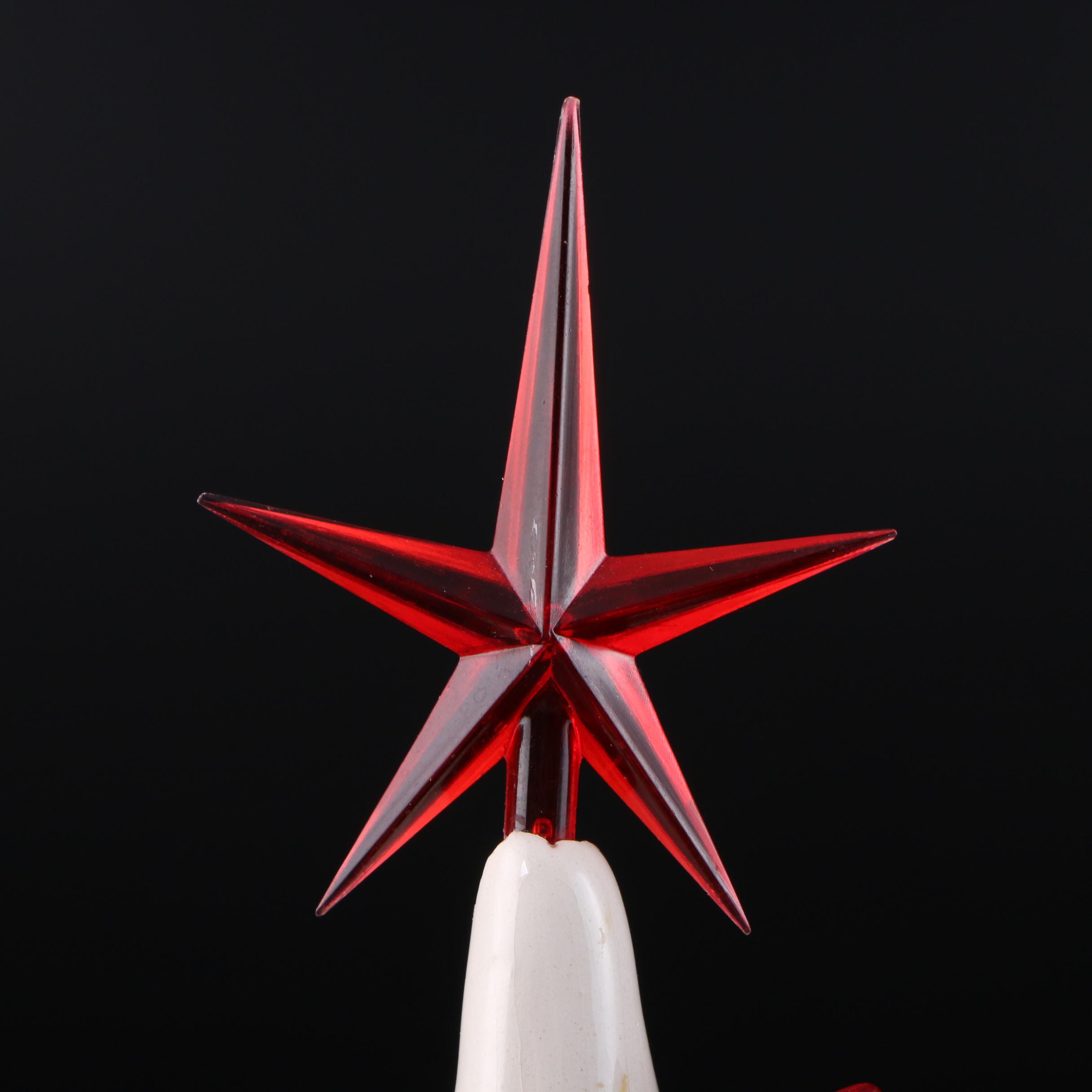 Illuminated White Ceramic Christmas Tree with Red Lights, Mid-Late 20th C.