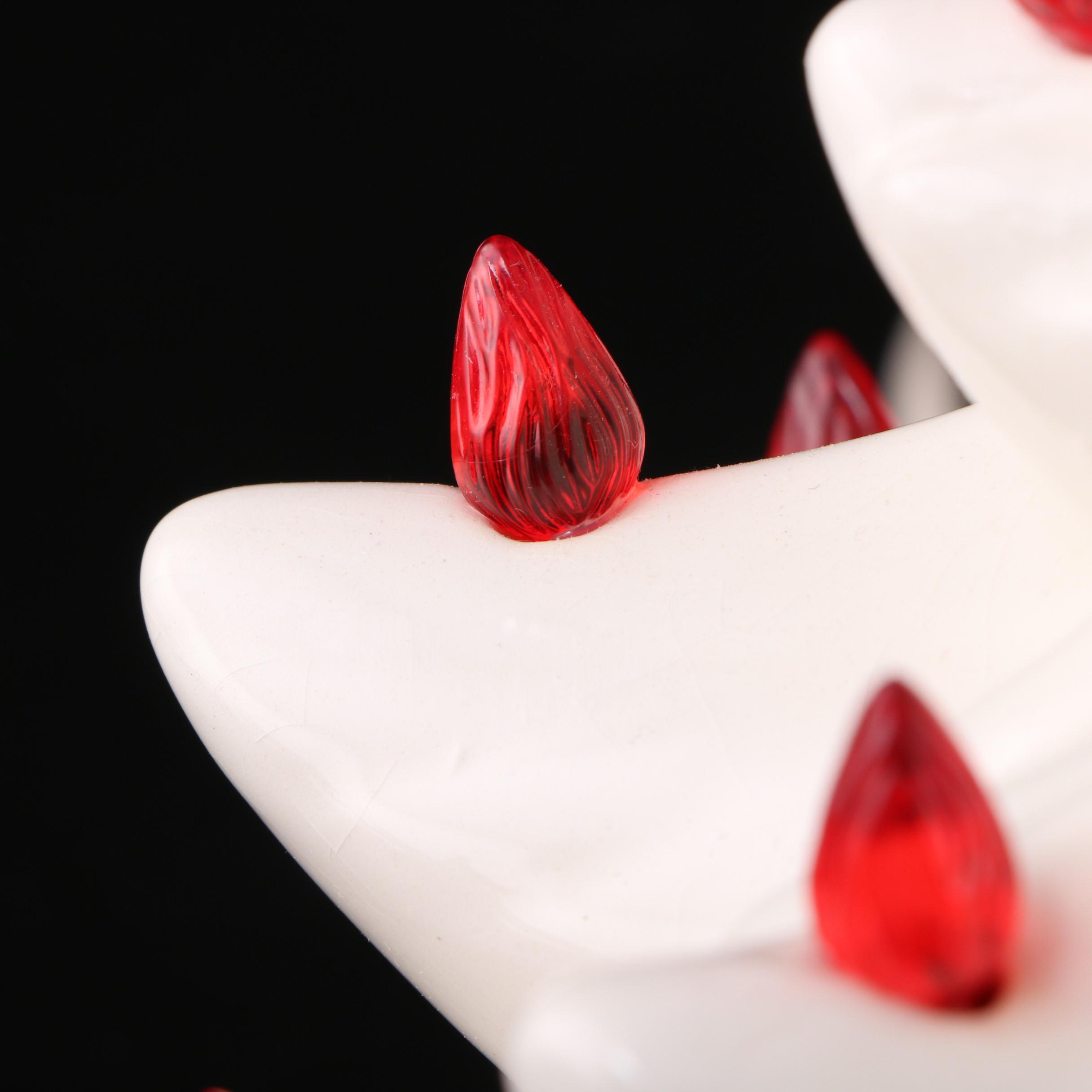 Illuminated White Ceramic Christmas Tree with Red Lights, Mid-Late 20th C.