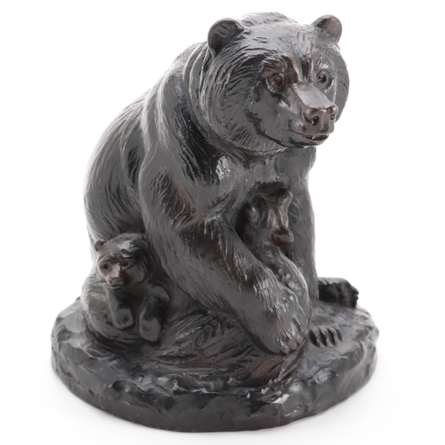 Joseph Boulton Bronze Sculpture of Bear and Cubs
