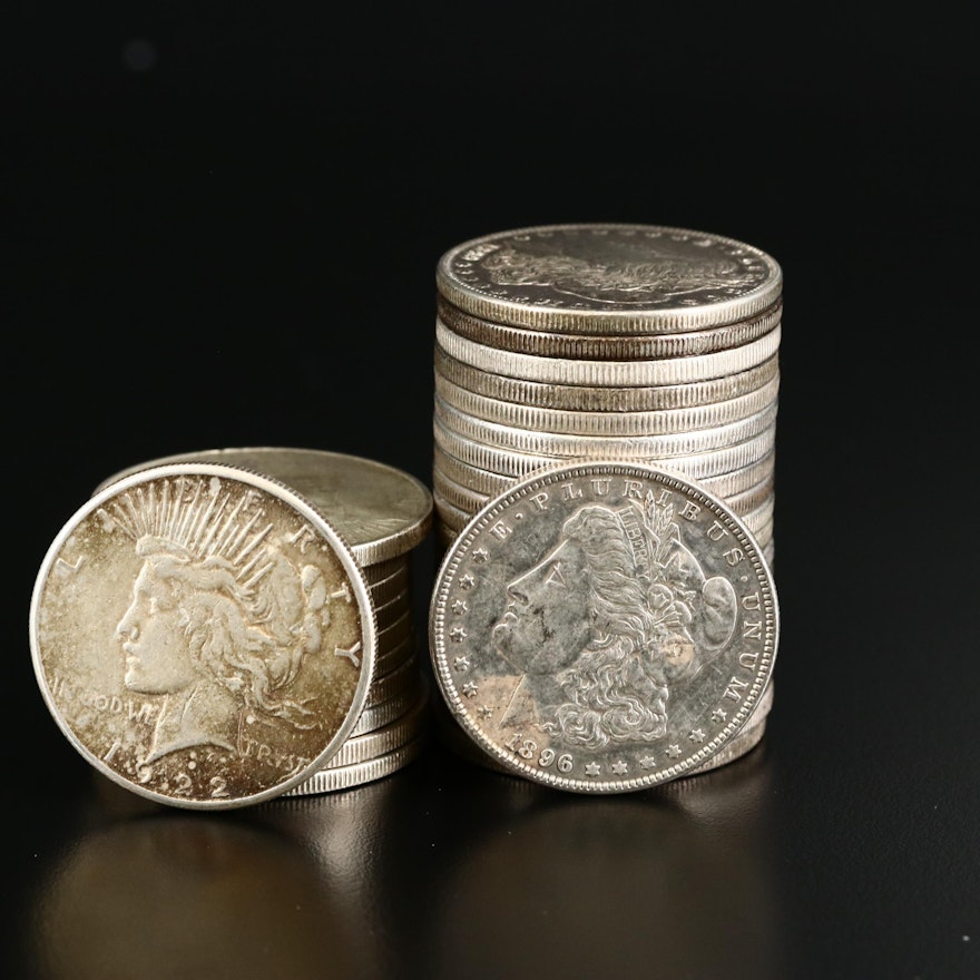 Thirty-One Morgan and Peace Silver Dollars, Late 19th/Early 20th Century