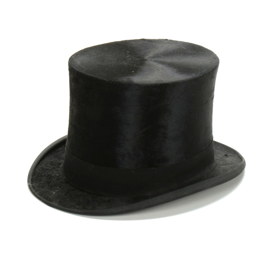 Knox New York for H.A. Morgan Co. Black Beaver Felt Top Hat