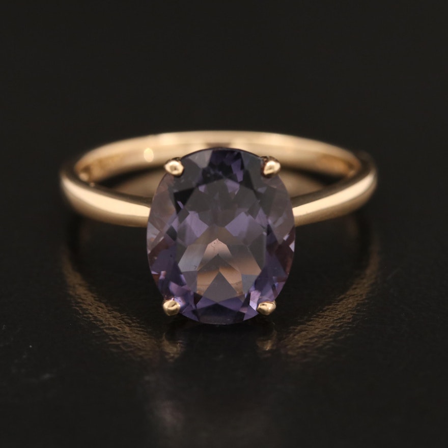14K Amethyst Solitaire Ring
