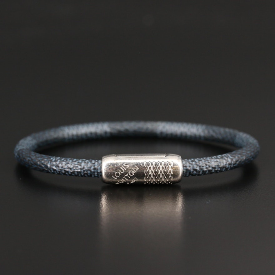 Louis Vuitton "Keep It" Coated Canvas Bracelet in Damier Graphite