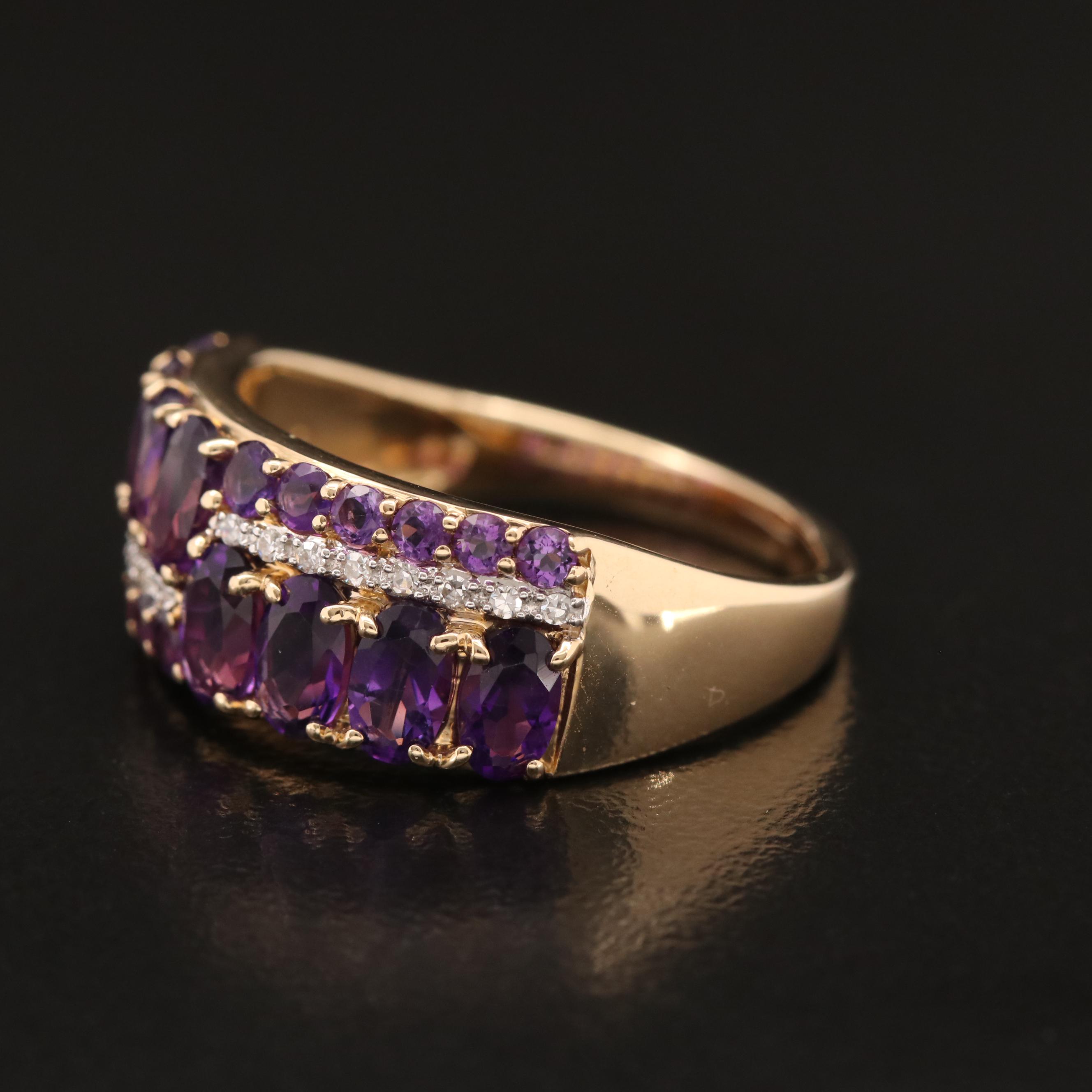 14K Amethyst and Diamond Band