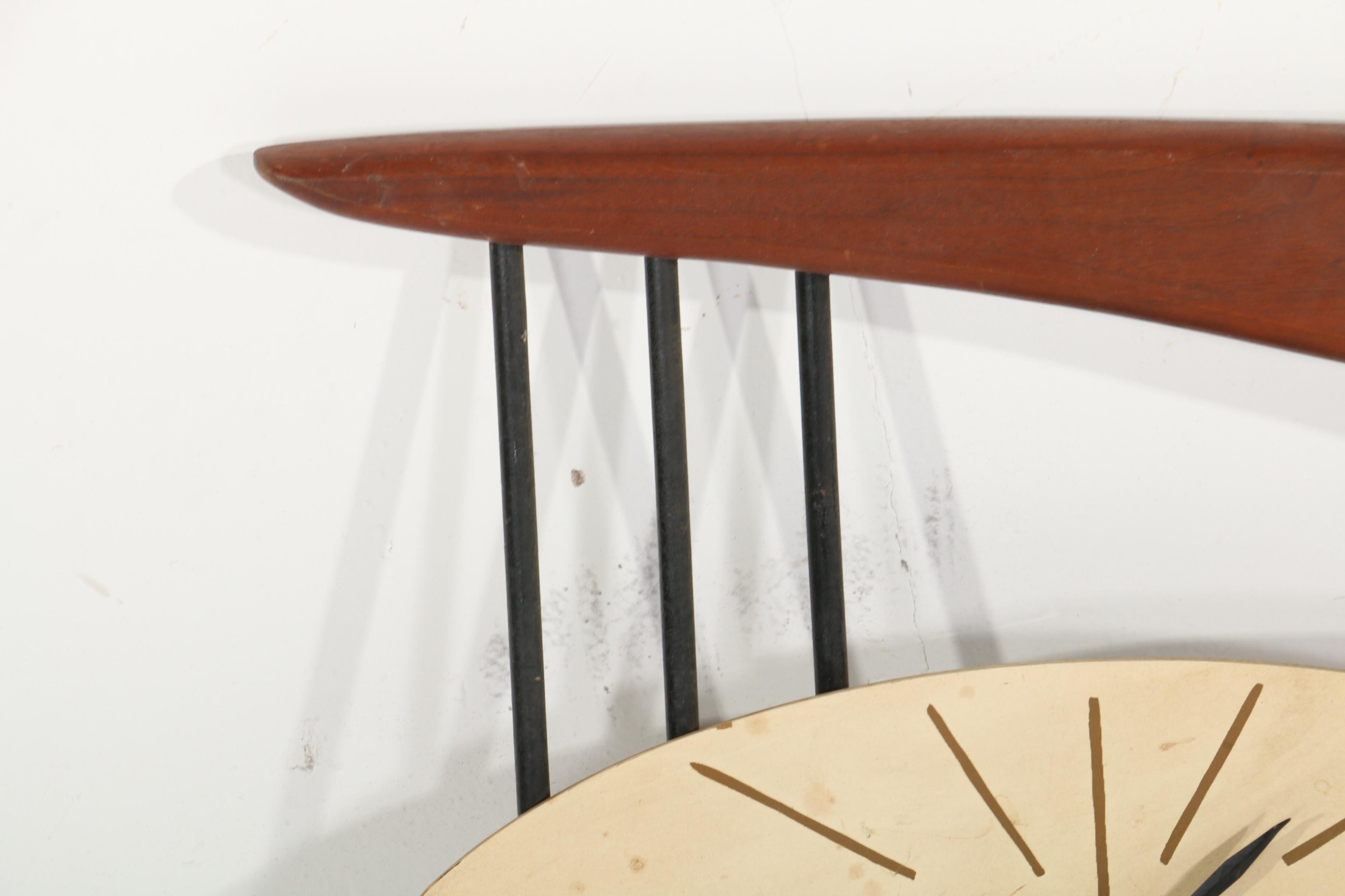 Belart Mid Century Modern Walnut Boomerang Wall Clock, 1960s