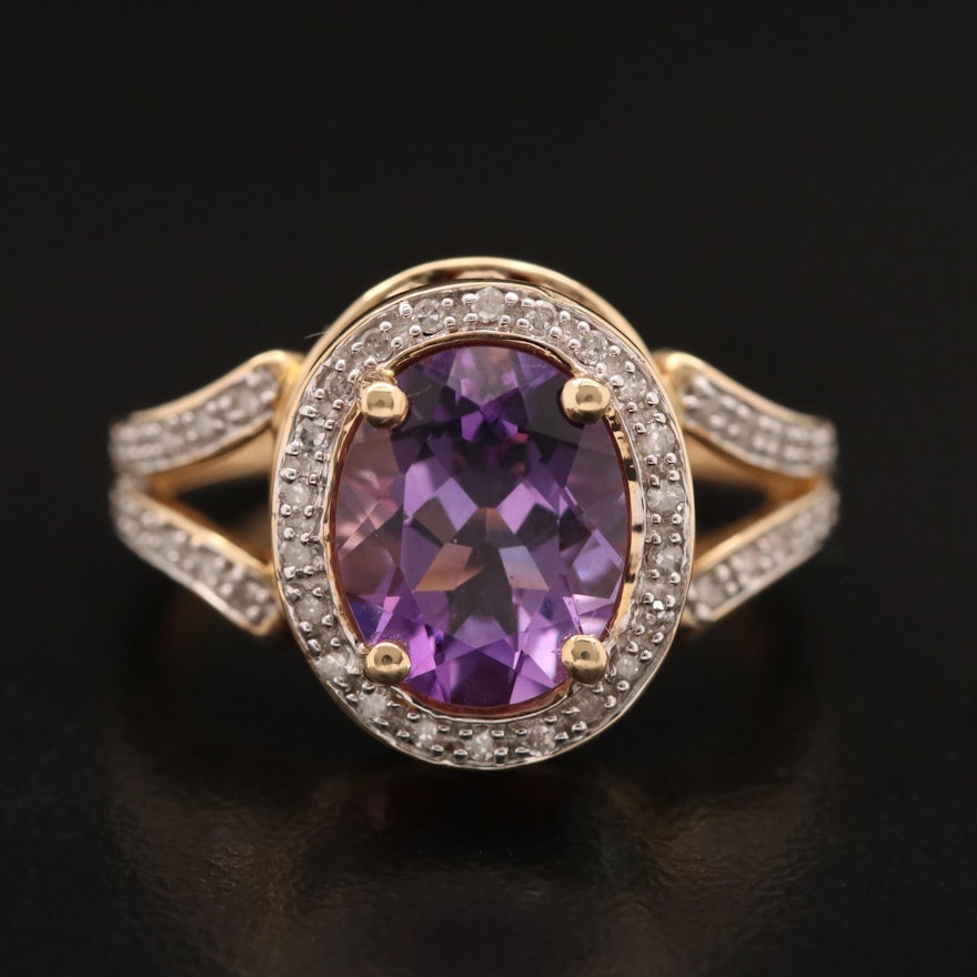 14K Amethyst and Diamond Ring with Mixed Gemstone Gallery