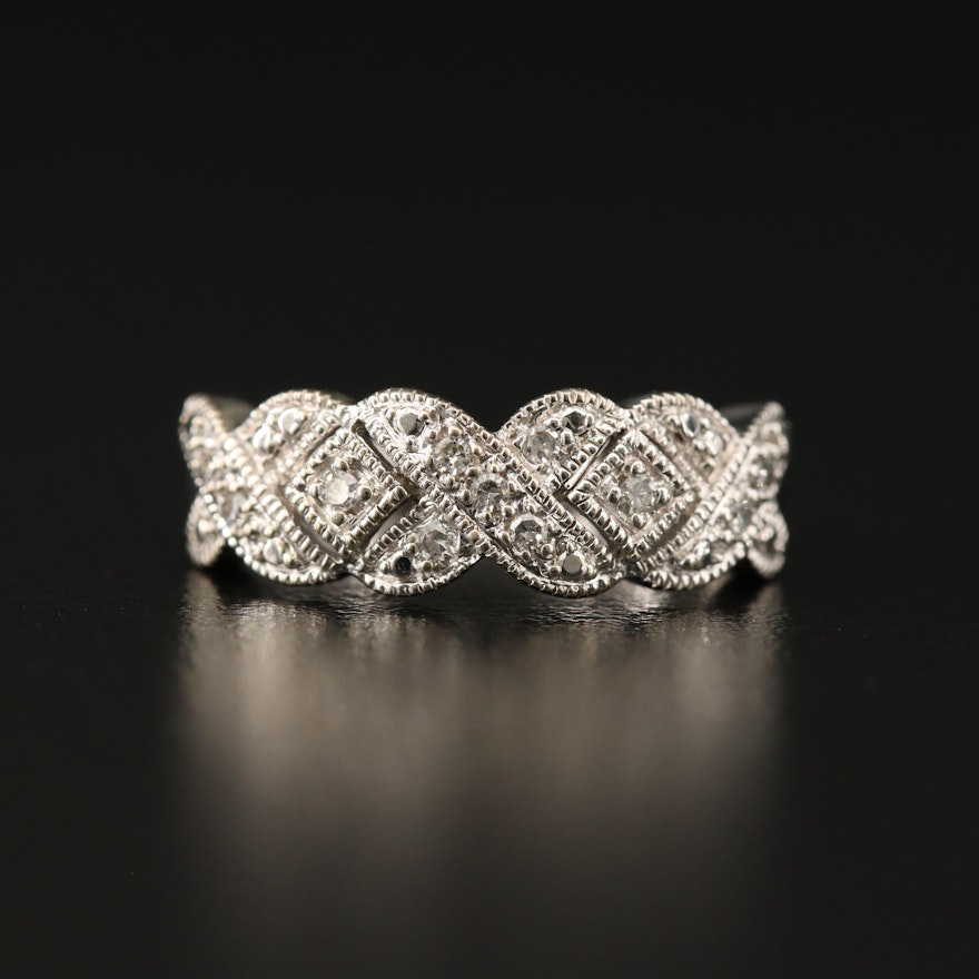 10K Diamond "X" Motif Ring