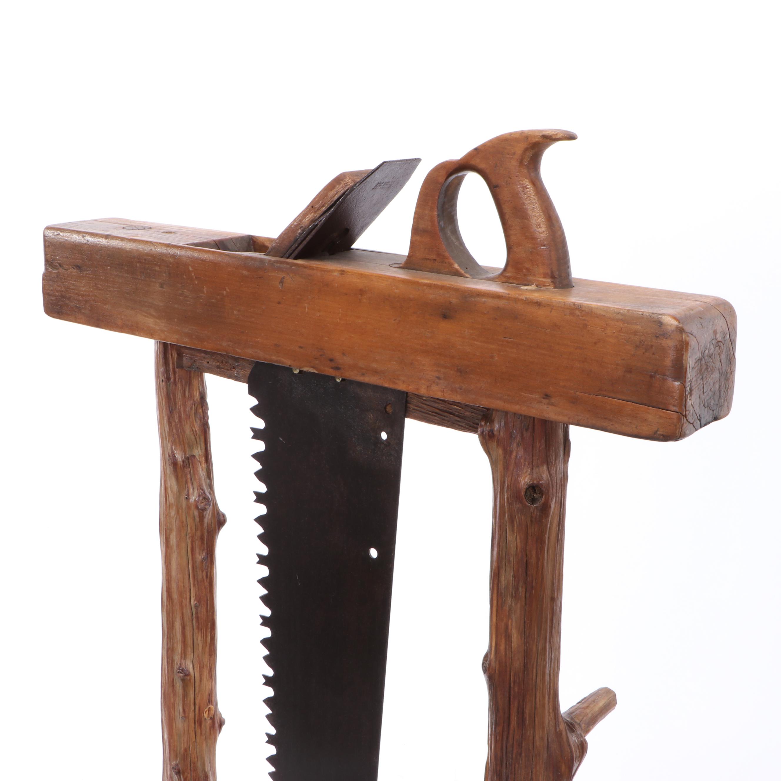 Hand Crafted Chair Made of Workshop Tools and Wood Sections
