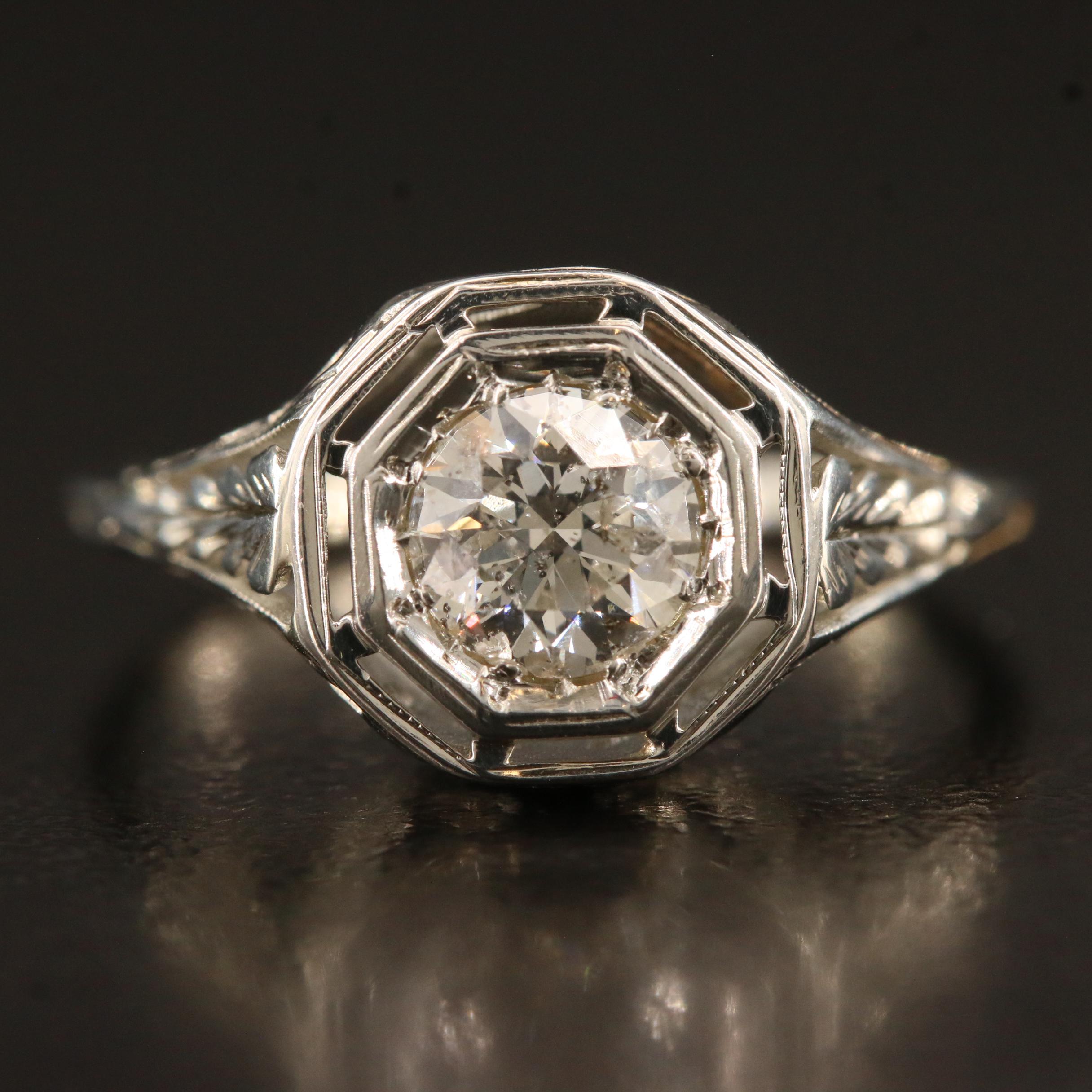 Late Art Deco 18K Diamond Ring