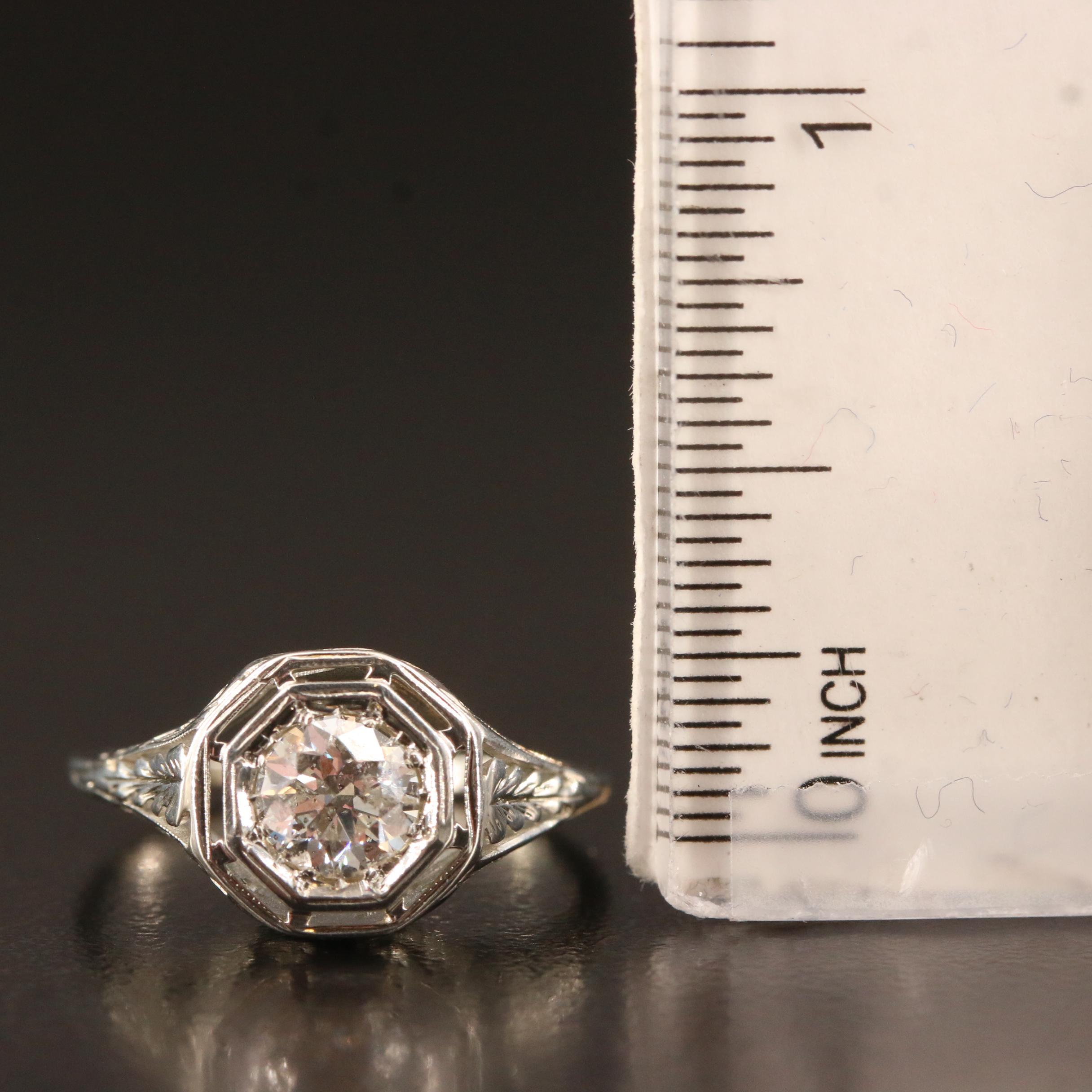 Late Art Deco 18K Diamond Ring