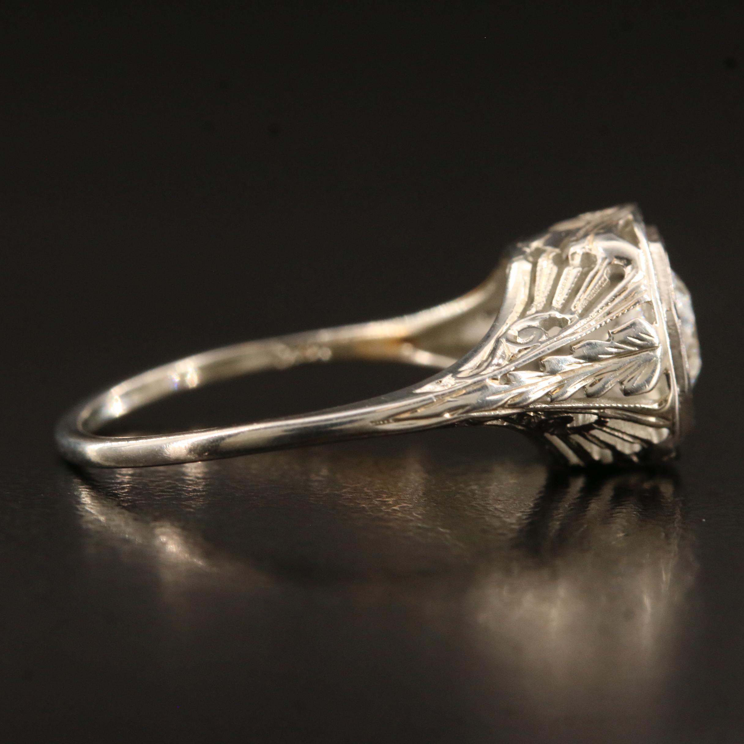 Late Art Deco 18K Diamond Ring