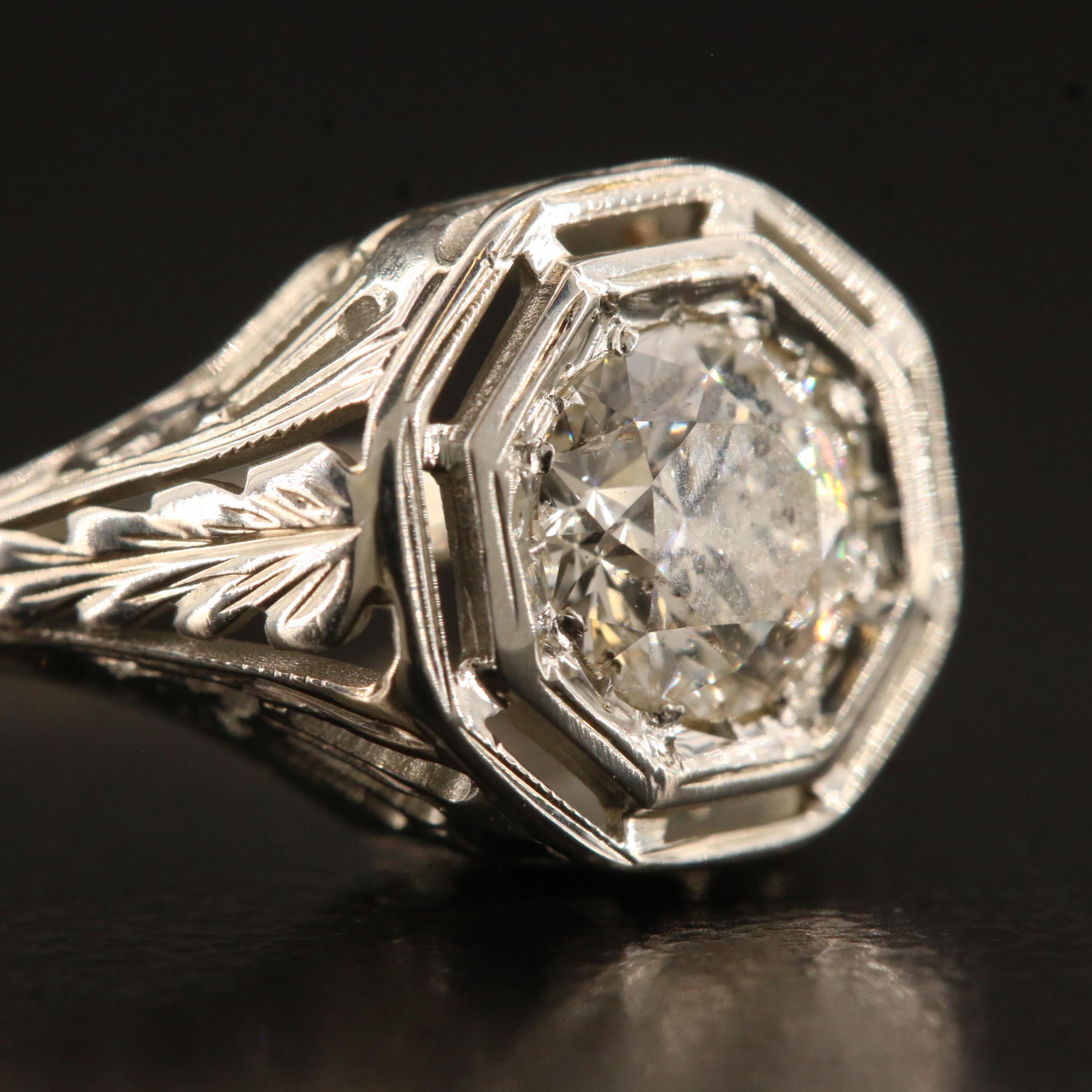 Late Art Deco 18K Diamond Ring