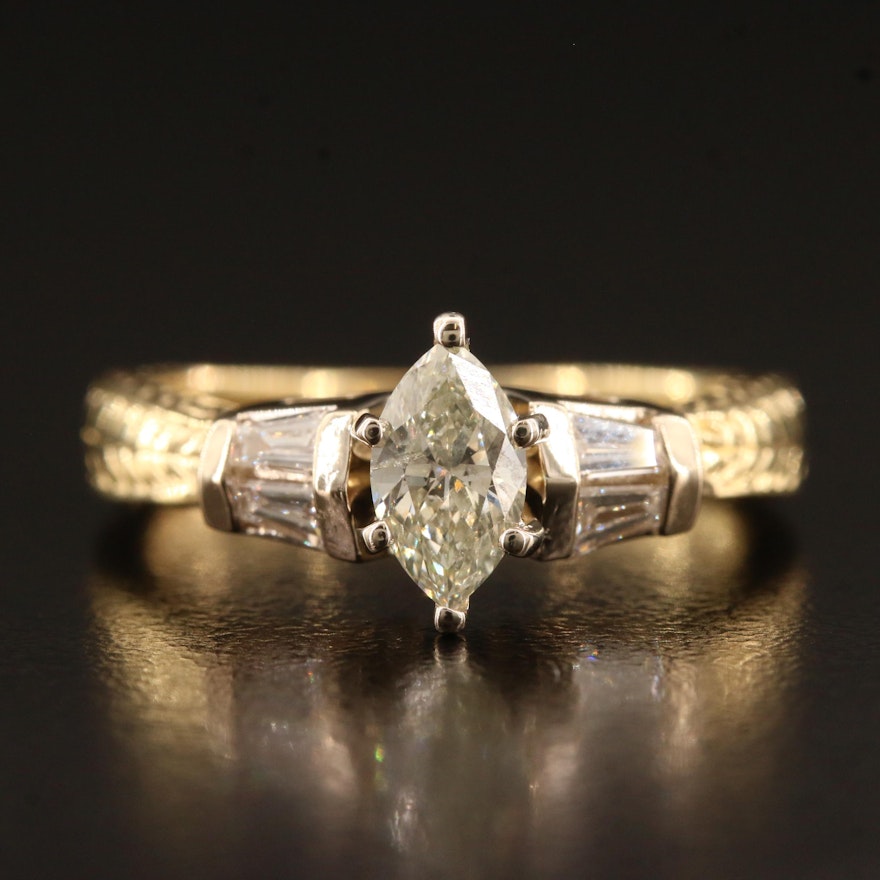 18K 0.98 CTW Diamond with Patterned Shoulders