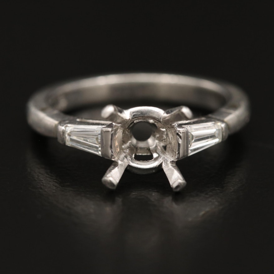 Platinum Diamond Semi-Mount Ring with Arthritic Shank