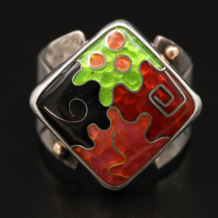 Bill and Lisa Bailey Studio Art Cloisonné Ring with 14K Accents