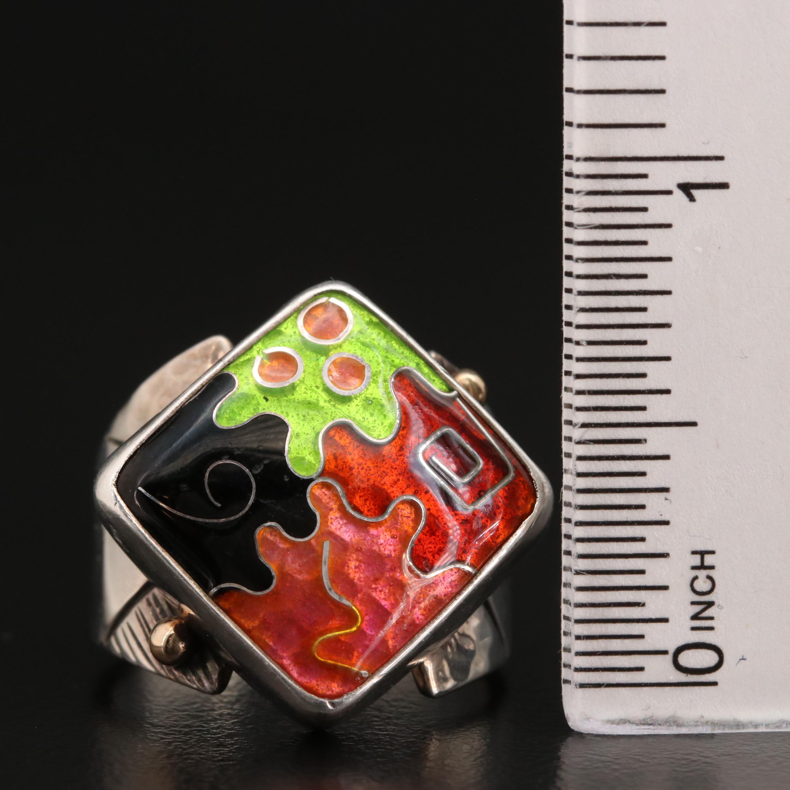 Bill and Lisa Bailey Studio Art Cloisonné Ring with 14K Accents