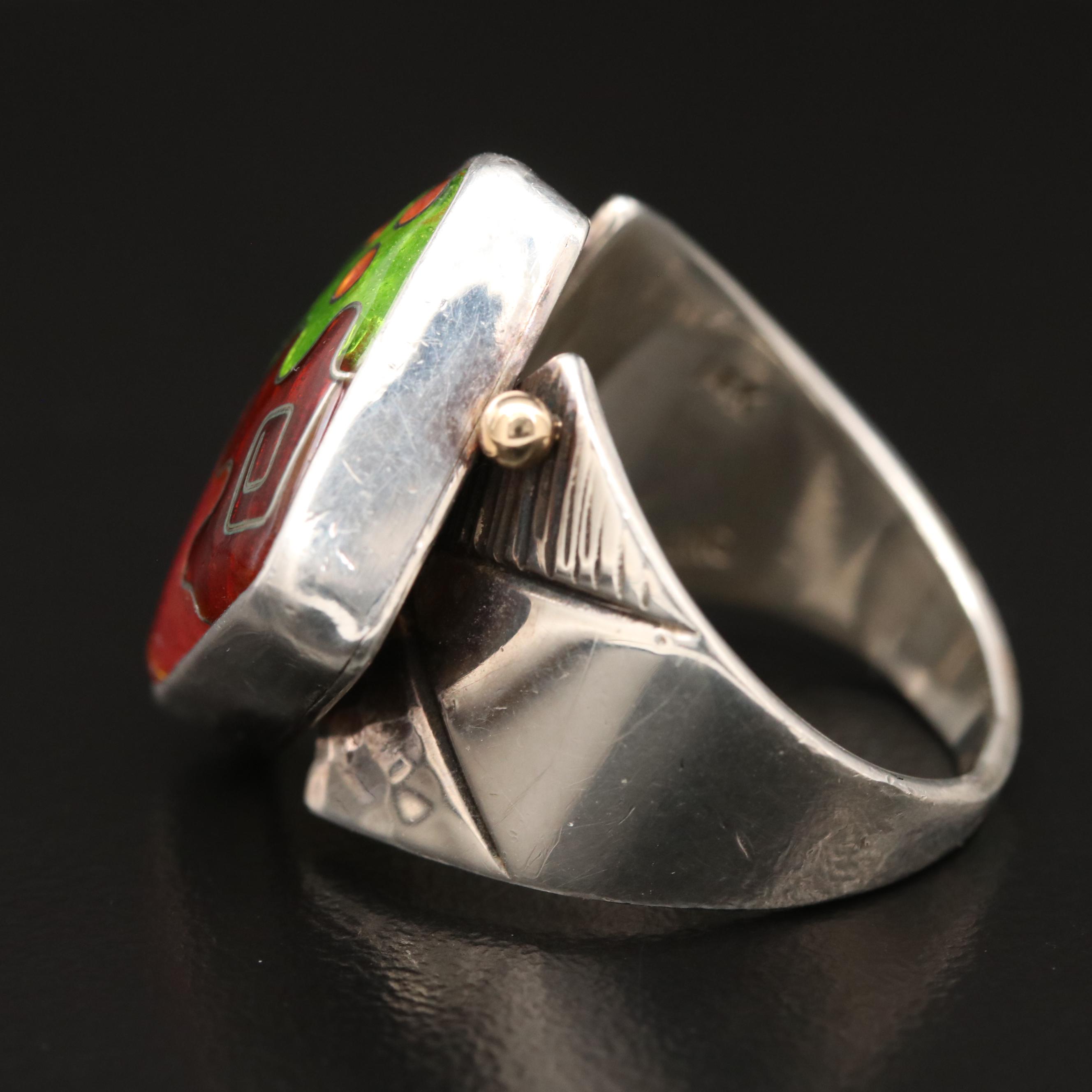 Bill and Lisa Bailey Studio Art Cloisonné Ring with 14K Accents