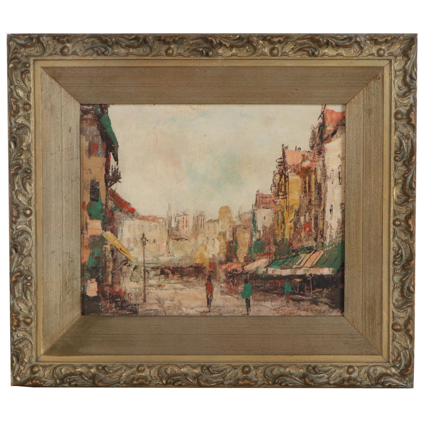 Oil Painting of Village, 20th Century